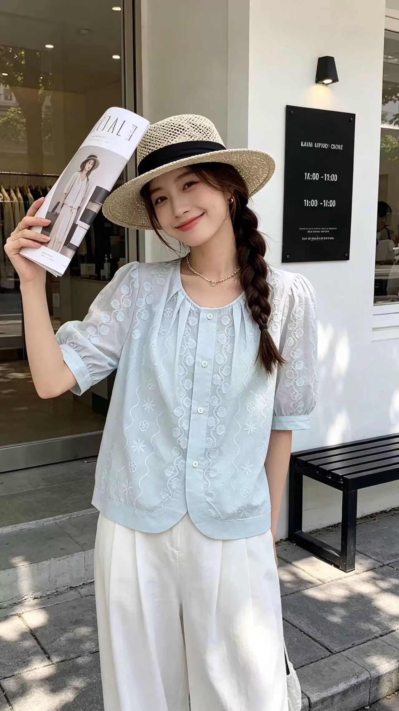 2026夏季好看洋氣減齡刺繡短袖白襯衫女小個子薄款漂亮上衣