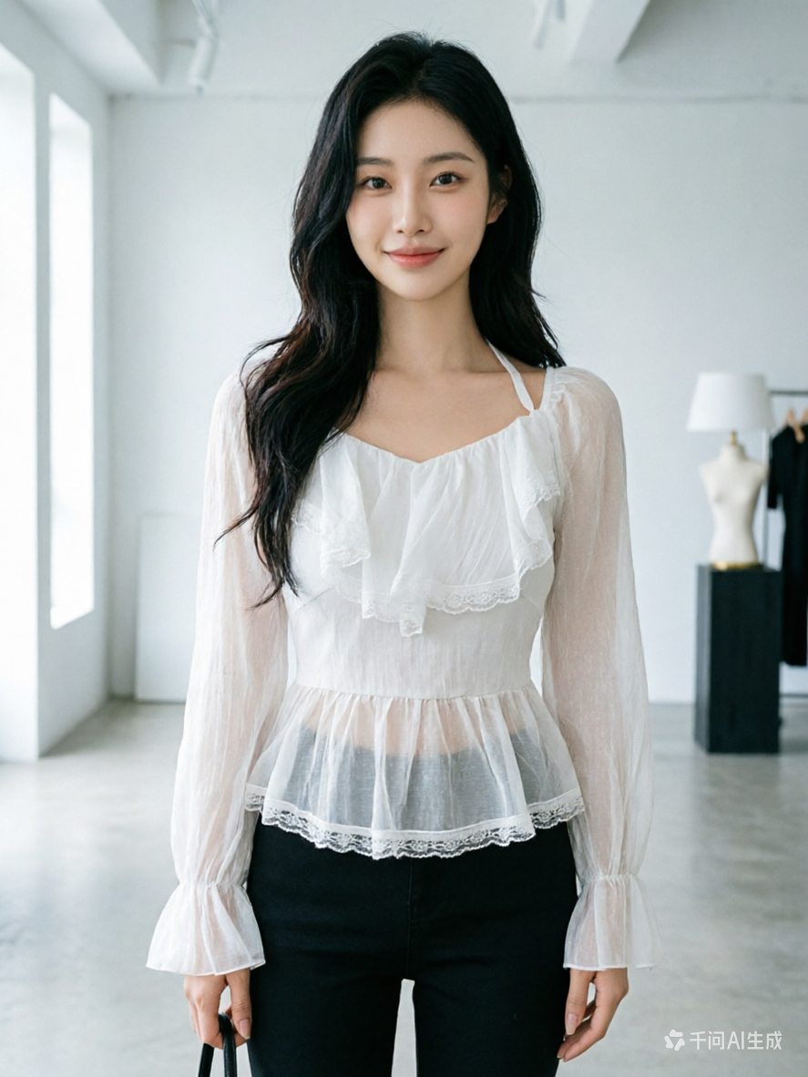 2026白色純欲風上衣甜辣小眾設計感大碼女v領性感顯瘦蕾絲襯衫