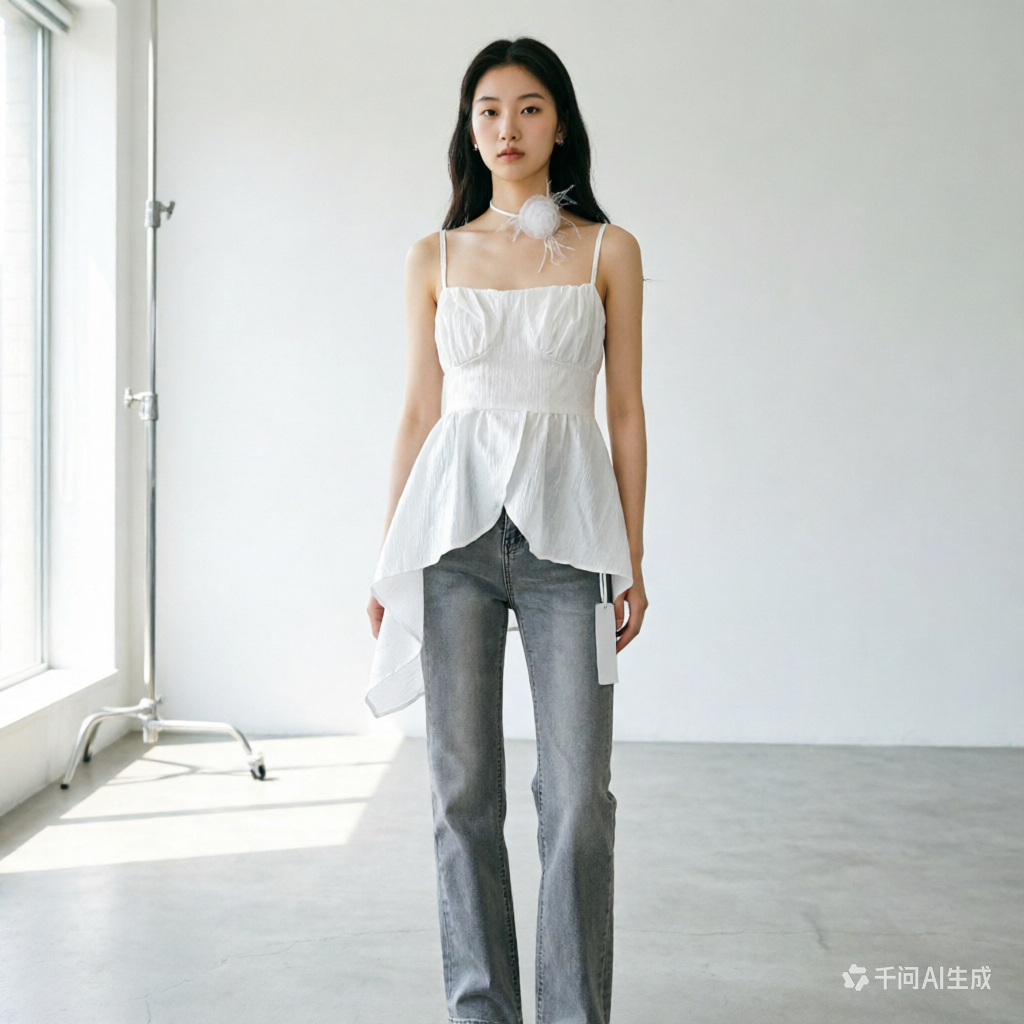 辣妹純欲風光澤感吊帶背心女夏季2026年不規則一字肩收腰抹胸上衣