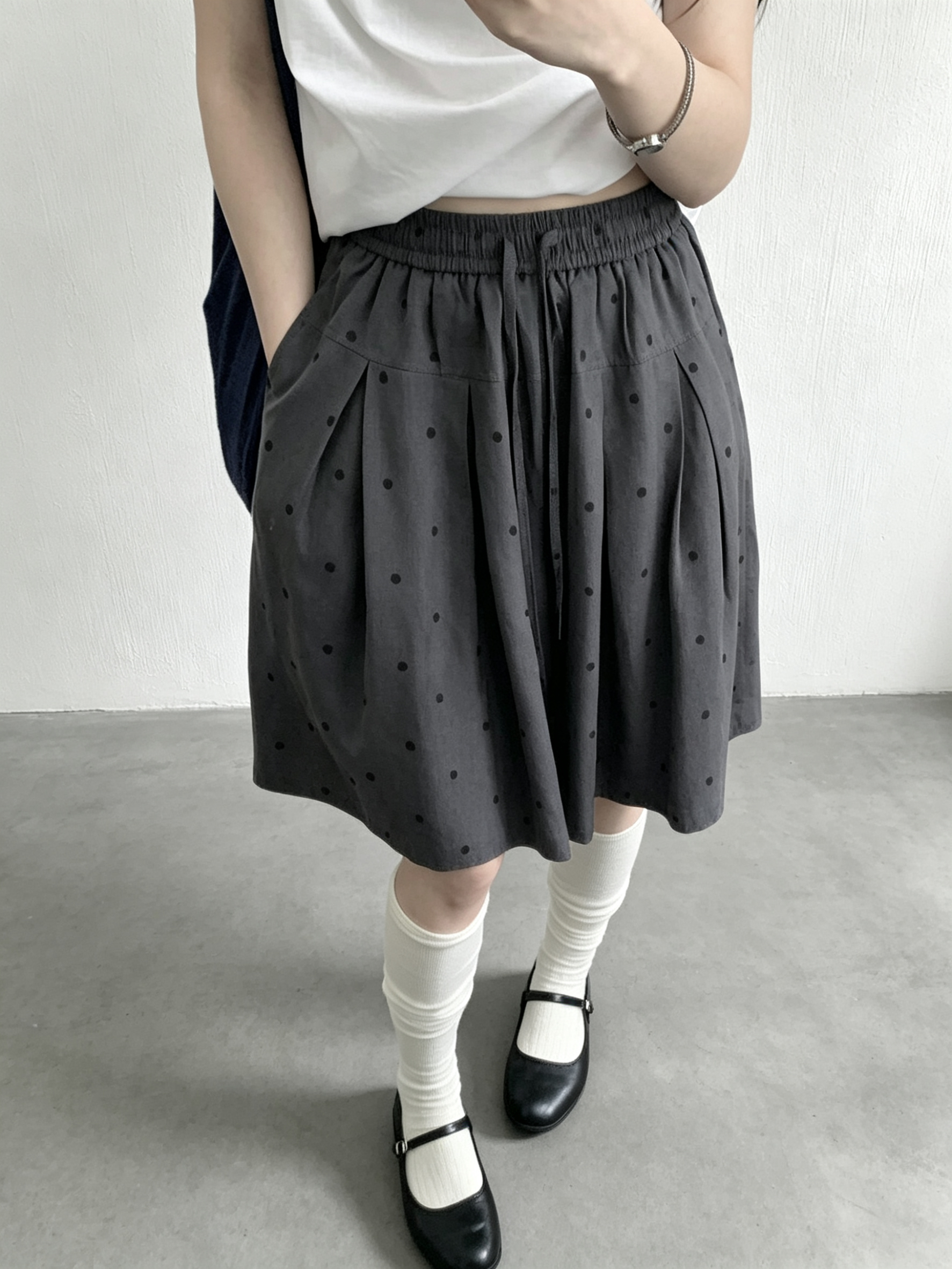 26夏上新！韓系寬松百搭波點短褲女小個子收腰休閑褲休閑短褲