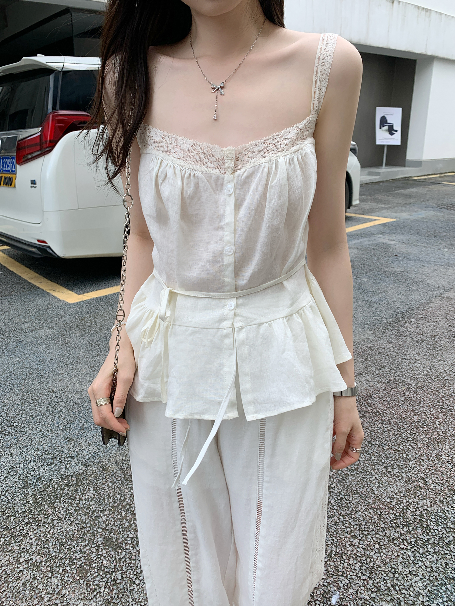 MY10754# 法式甜美蕾丝边拼接无袖吊带背心女夏新款独特绝美上衣女裝貨...