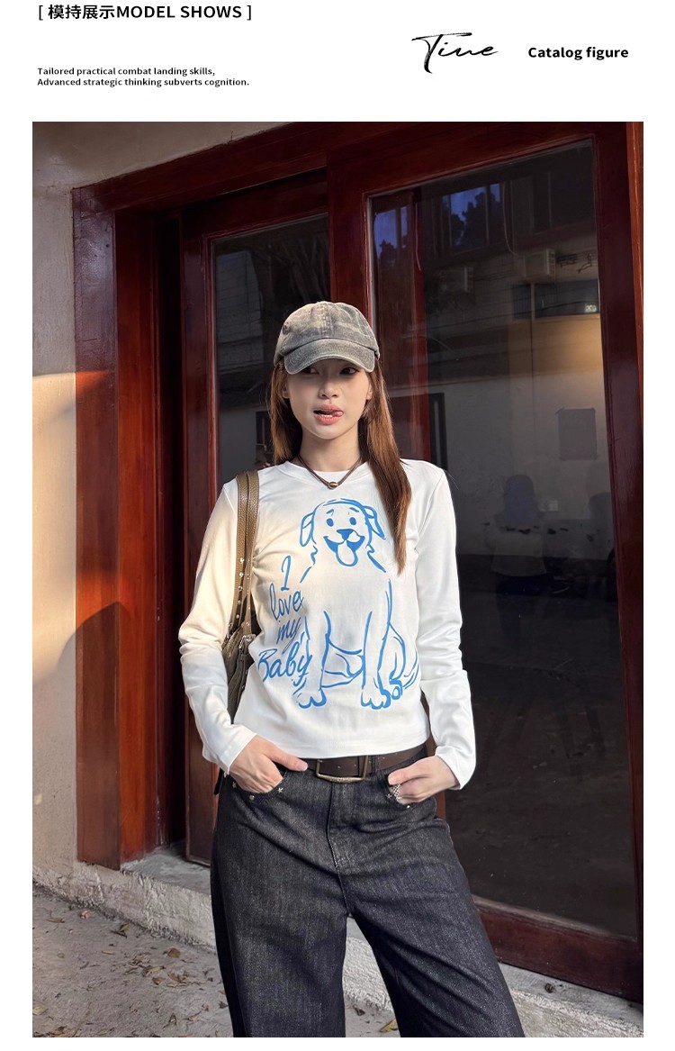 MY15261# 不漏腰 常规款长袖t恤新款修身打底衫设计感常规款辣妹上衣...