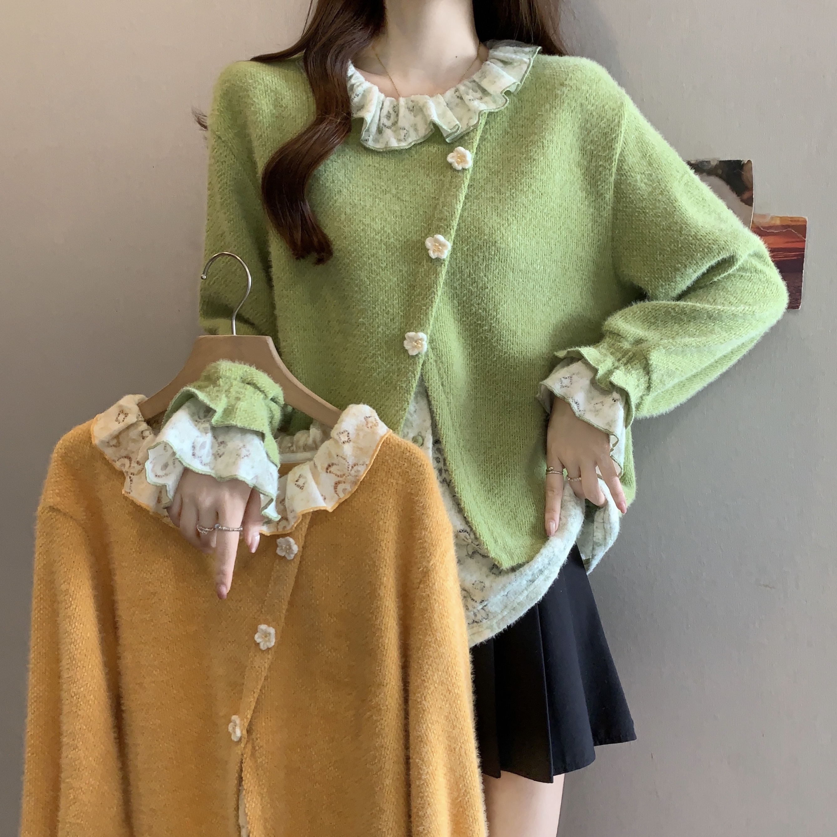 MY16020# 大码女装假两件衬衫女新款设计感叠穿洋气 上衣女裝貨源服裝...