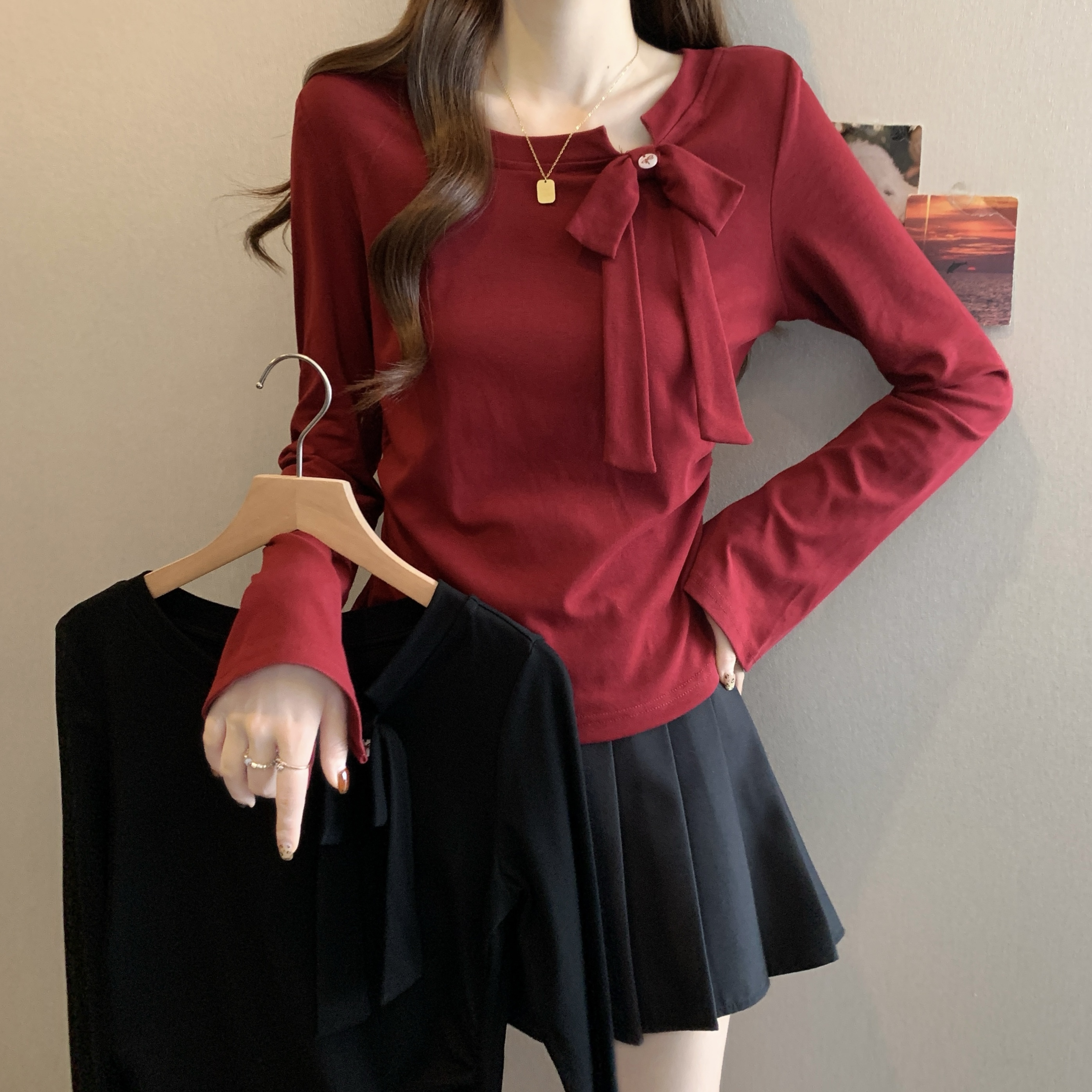 MY14204# 新款大码女装设计感法式显瘦百搭蝴蝶结别致上衣女裝貨源服裝...