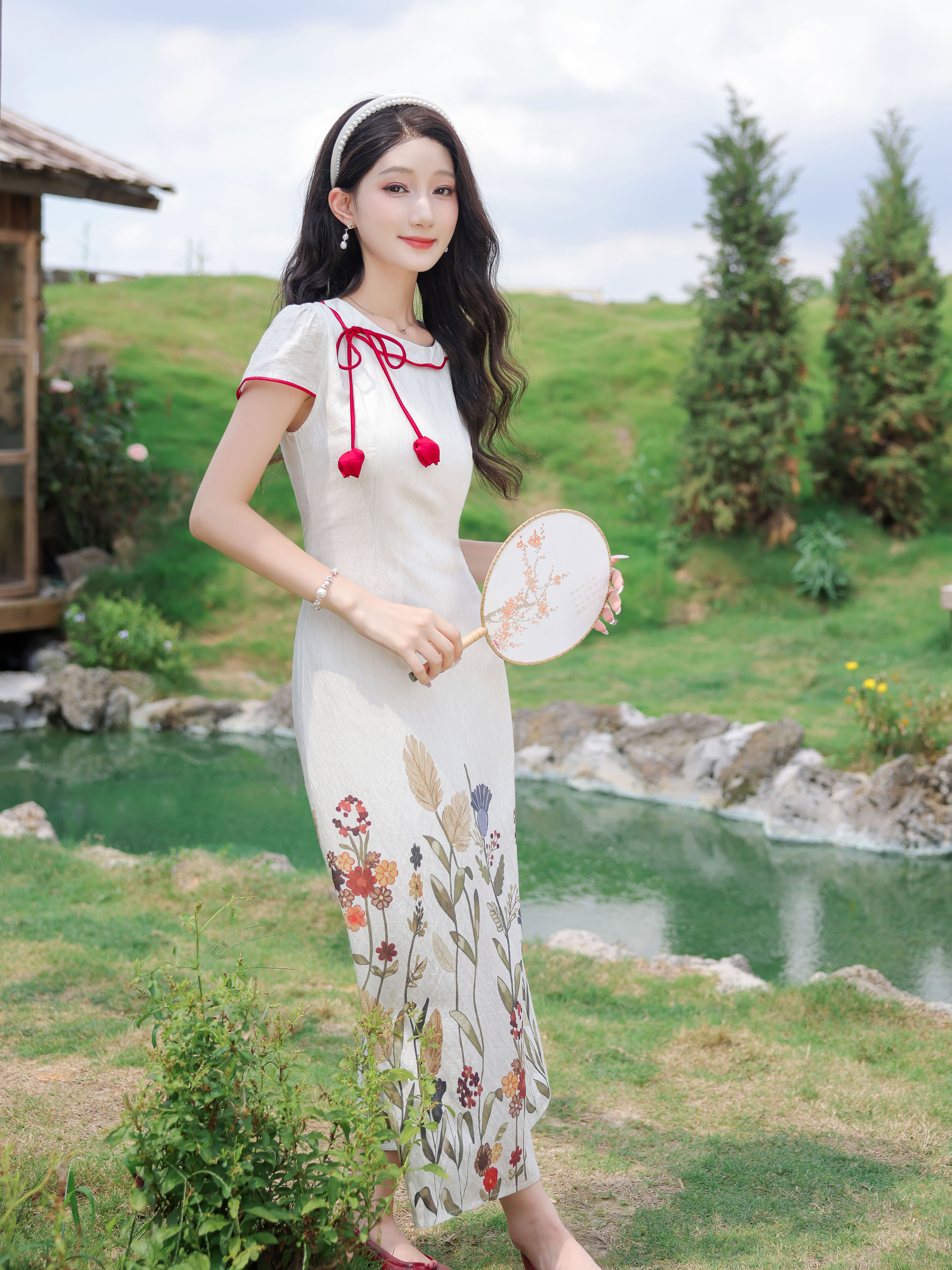 MY12386# 盛夏清纯白月光穿搭绝美巨好看白色亚麻小个子显瘦连衣裙女裝...