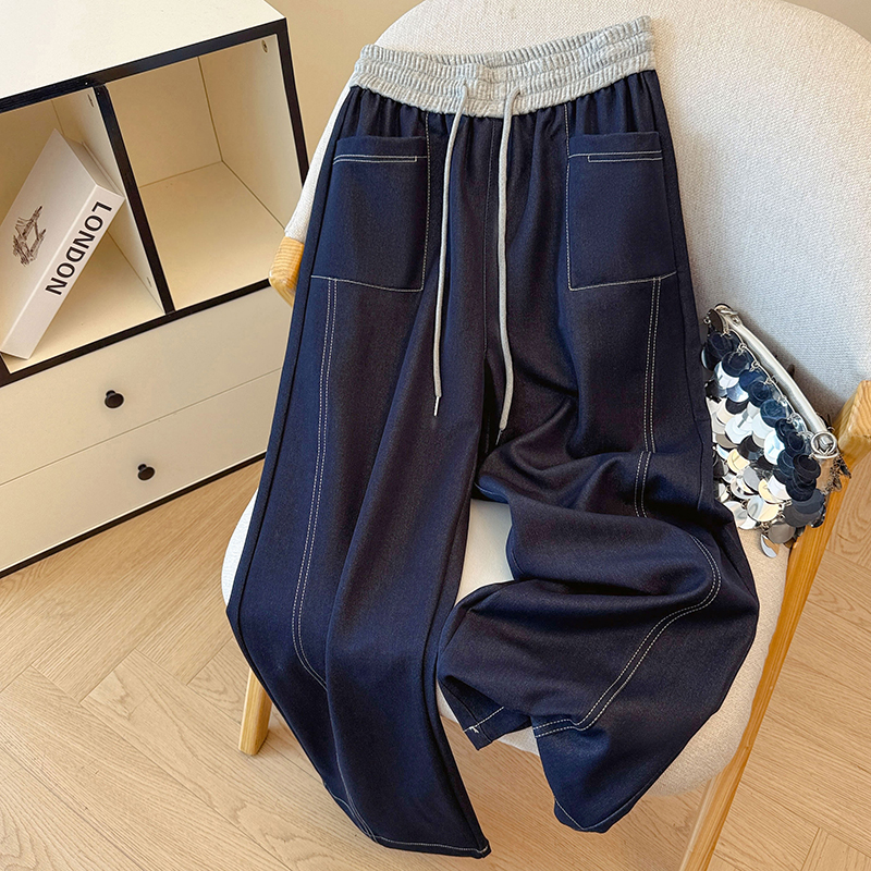 MY17099# 新款天丝软牛仔香蕉裤女高腰百搭垂感休闲弯刀阔腿裤女裝貨源...