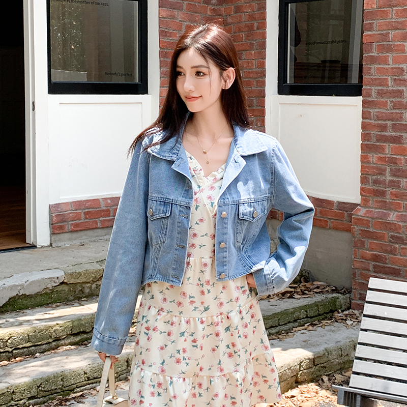 MY14925# 韩版新款时尚休闲高品质亲肤短款牛仔上衣外套女裝貨源服裝批...