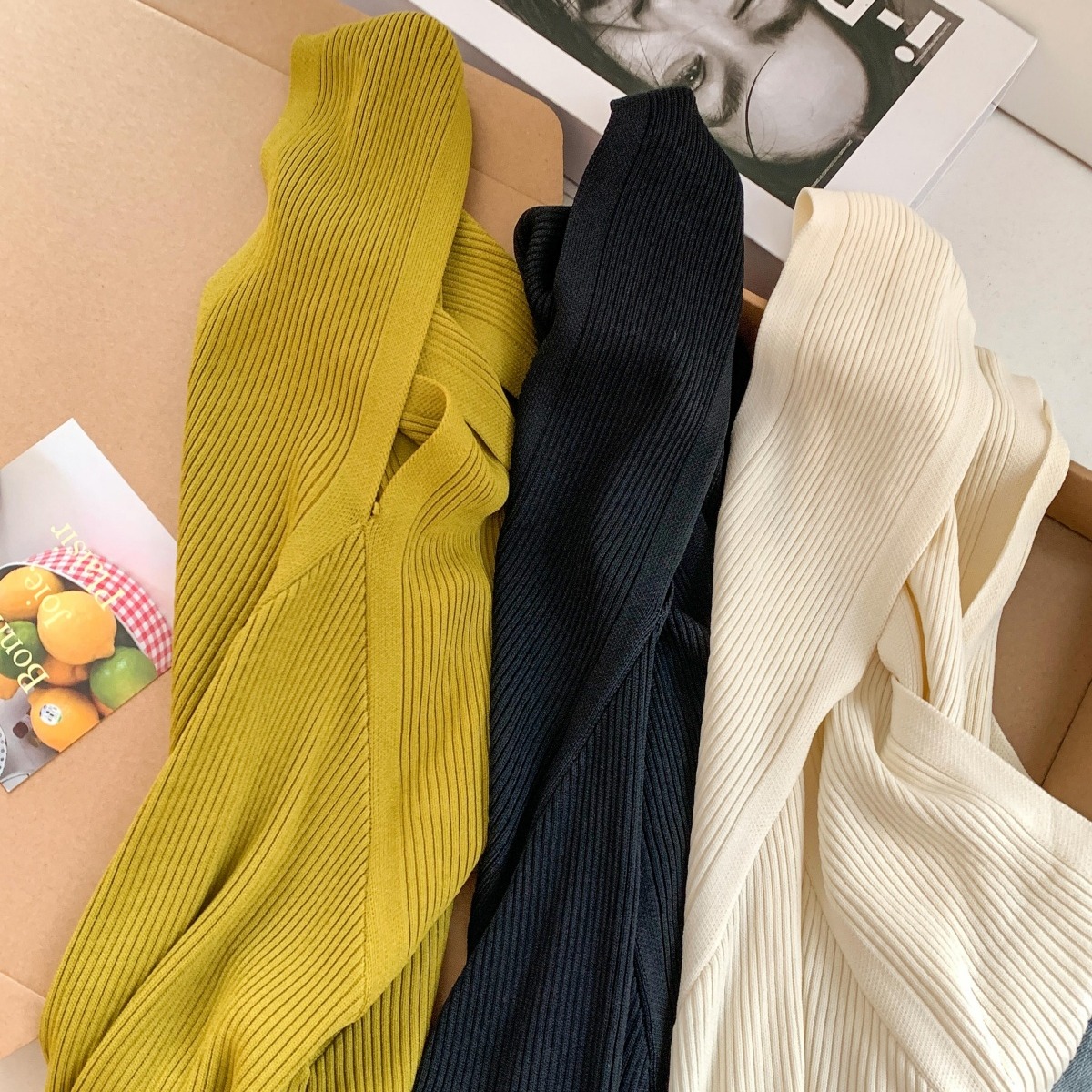 實拍~法式交叉掛脖針織背心外穿女夏季新款修身氣質顯瘦短款上衣
