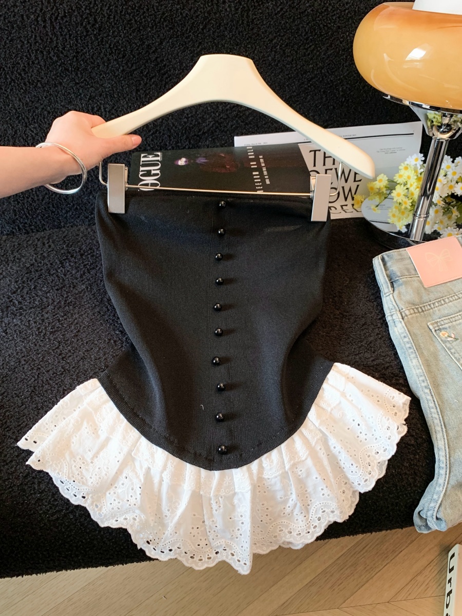 實拍~下擺花邊拼接抹胸背心女2026夏季新款高級感氣質外穿上衣