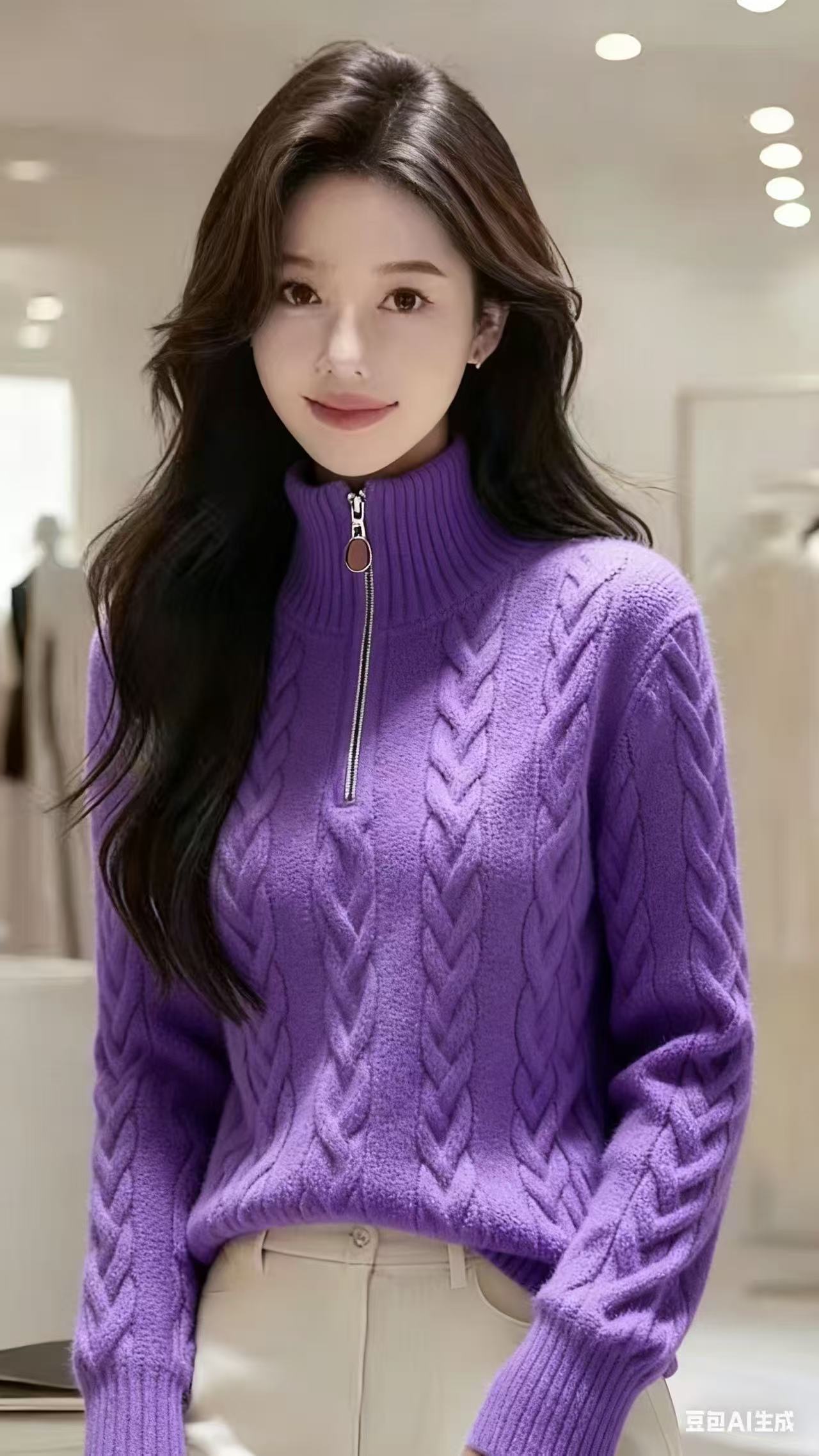 MY15643# 纯羊毛衫女半拉链立领加厚保暖外搭打底新款高级感舒适毛衣女裝貨源服裝批發