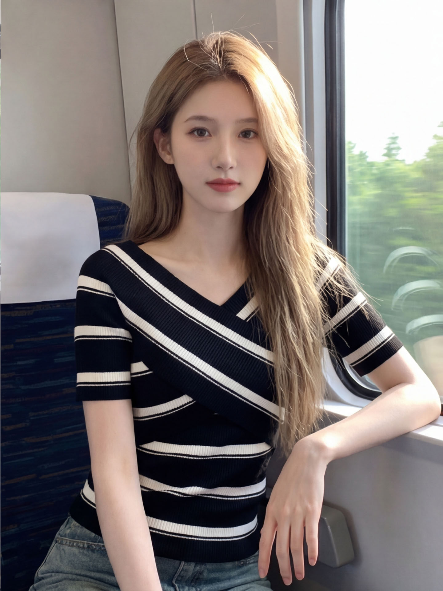 已到貨 夏季氣質簡約高級感豎坑條設計溫柔披肩斗篷針織衫