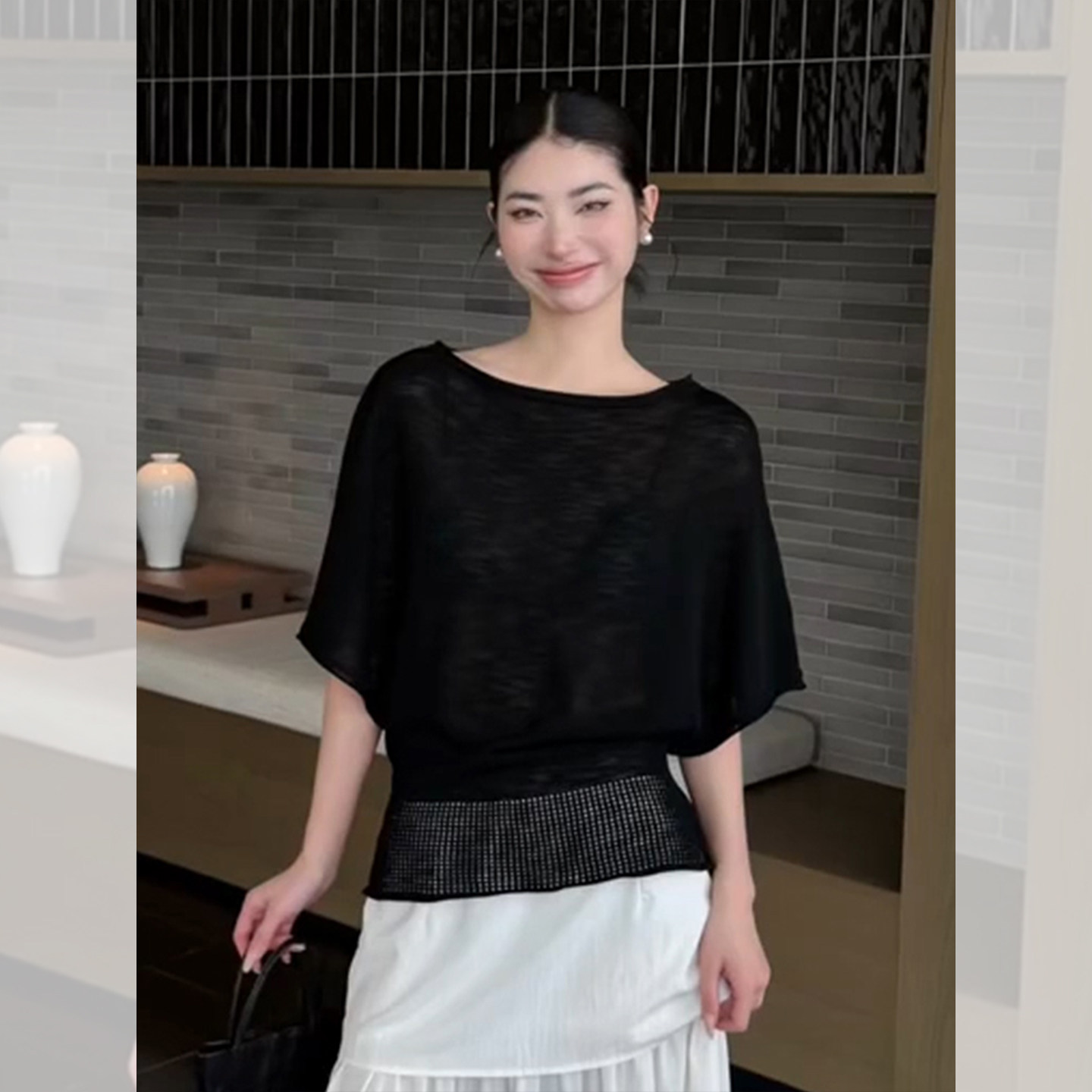 已到貨  法式鏤空防曬針織衫女夏季寬松慵懶風外搭罩衫薄款上衣