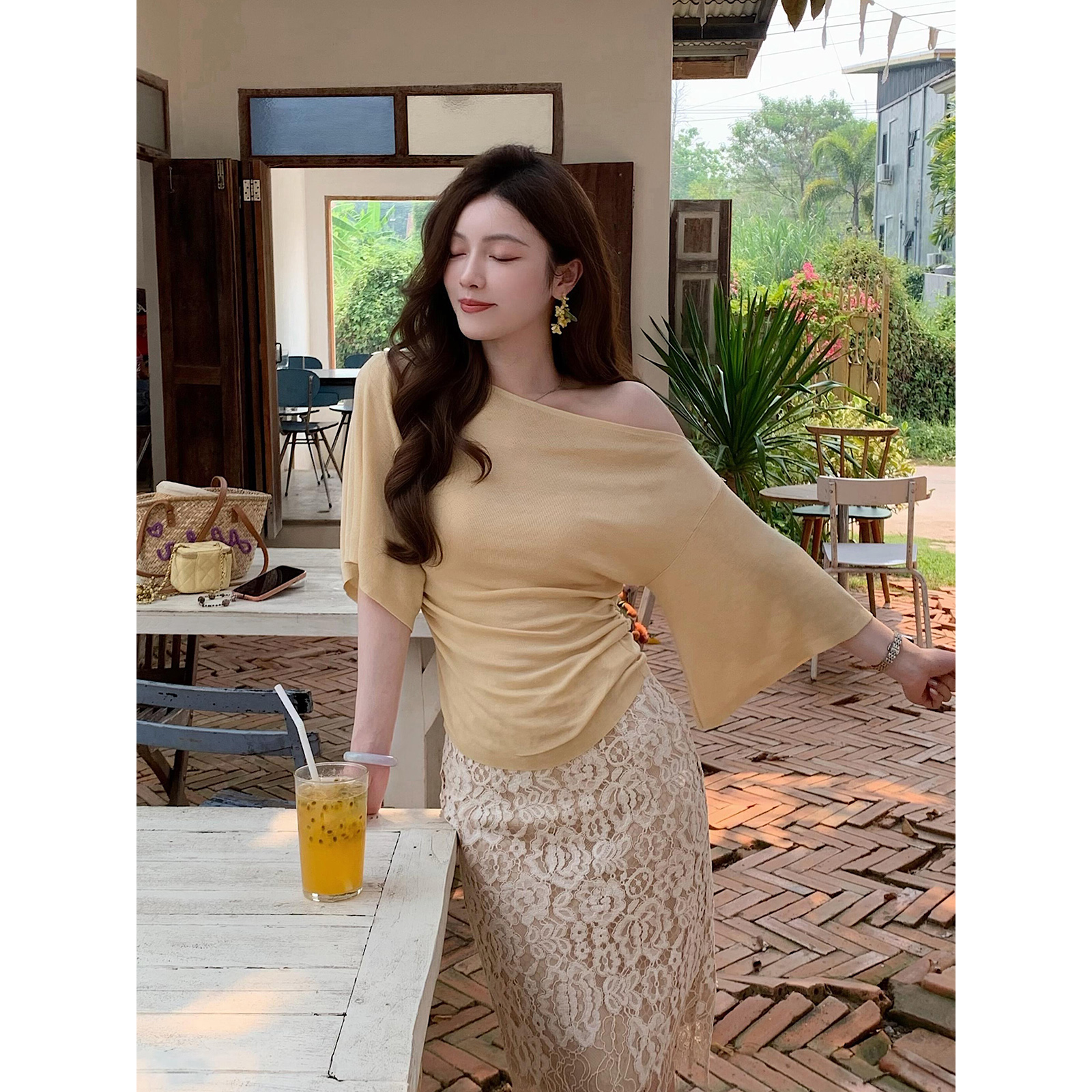 已到貨 櫻島之戀夏季溫柔韓系氣質時尚顯瘦百搭純欲優雅冰感上衣