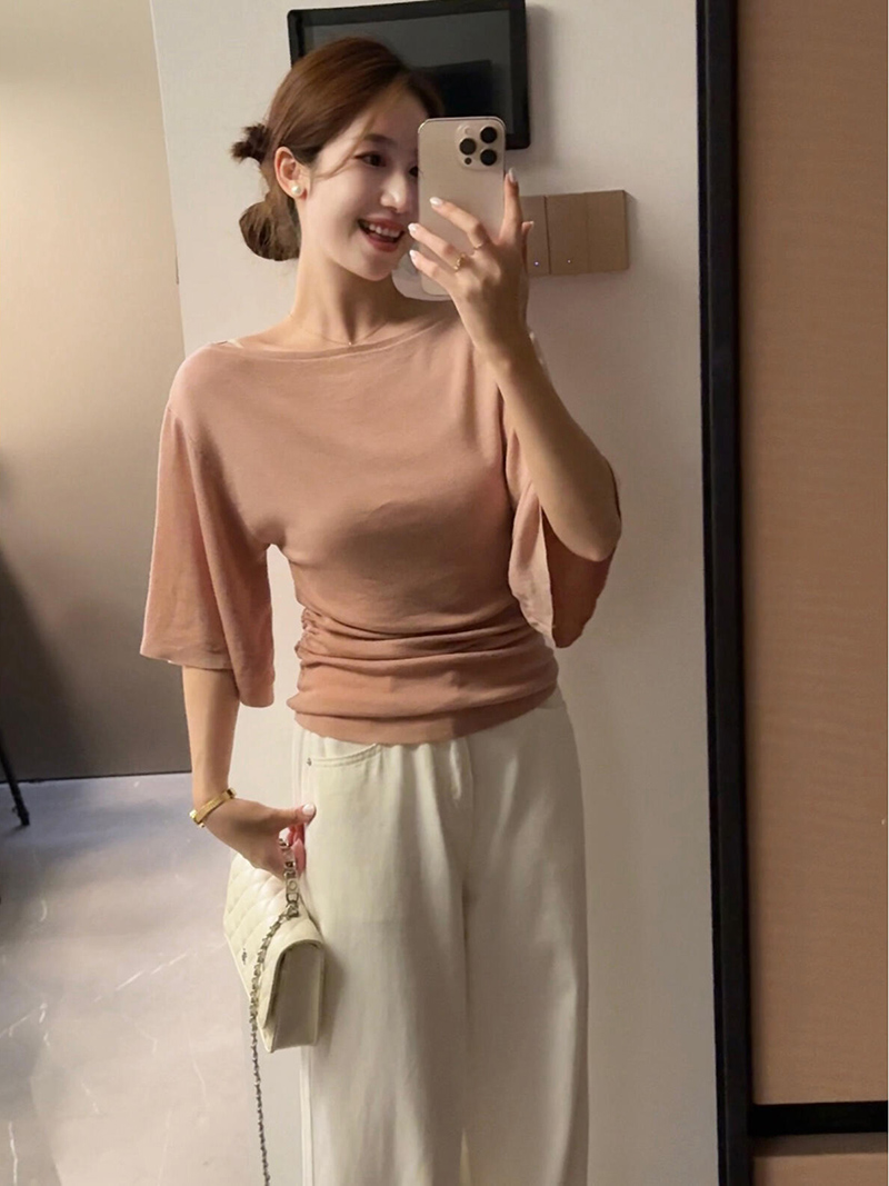 已到貨 櫻島之戀夏季溫柔韓系氣質時尚顯瘦百搭純欲優雅冰感上衣