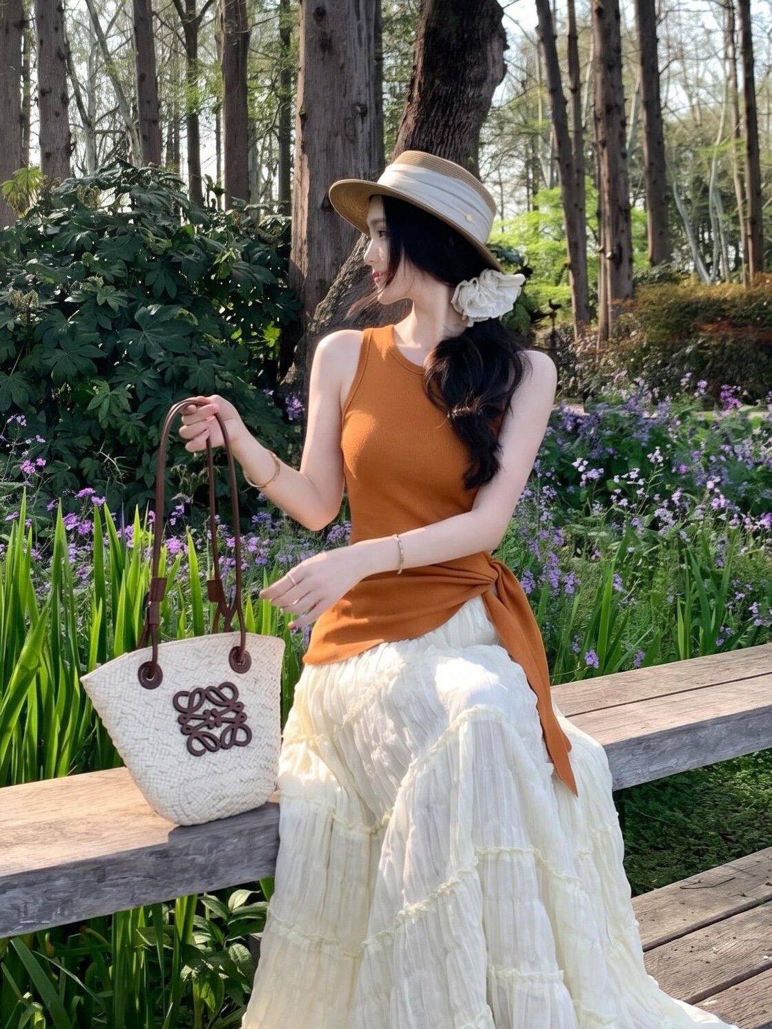 已到貨 夏季法式氣質圓領針織衫背心女高級感開叉綁帶收腰上衣