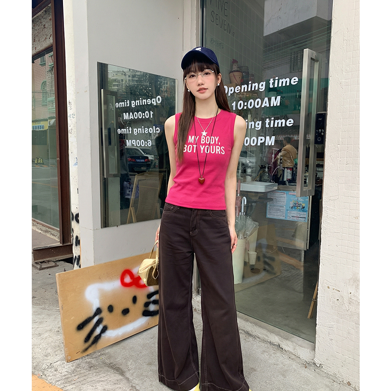 實拍實價#印花吊帶背心女內搭2026春季新款圓領辣妹短款上衣潮