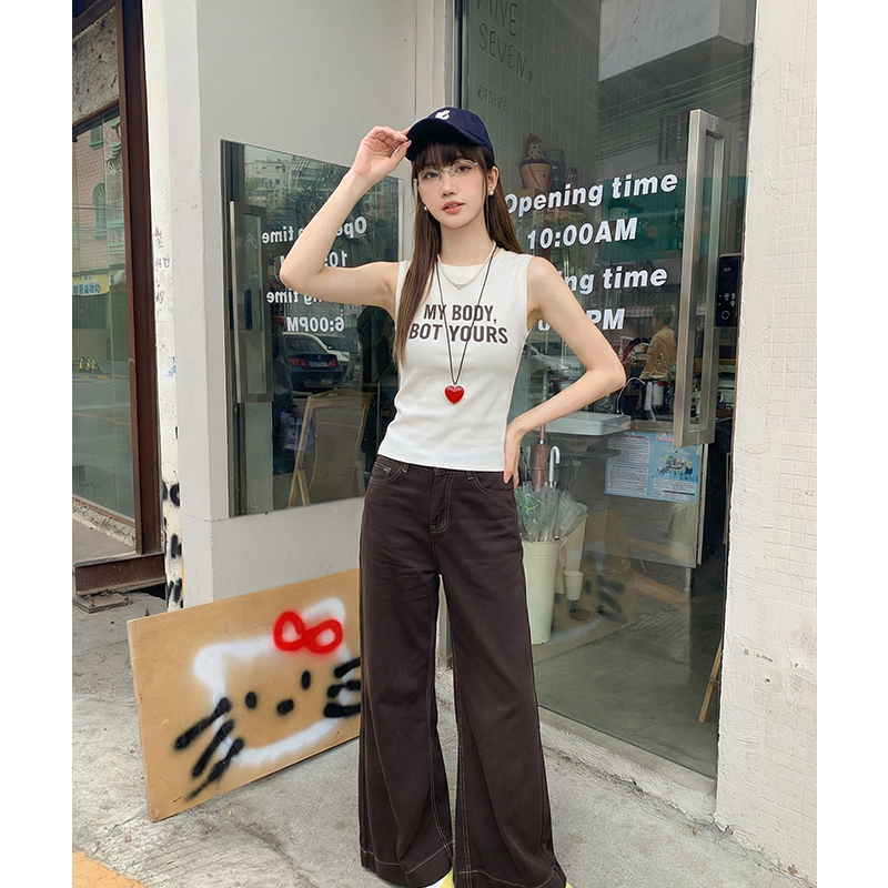 實拍實價#印花吊帶背心女內搭2026春季新款圓領辣妹短款上衣潮