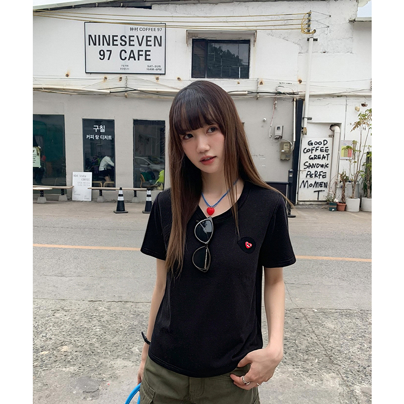 實拍實價刺繡短袖T恤女2026春夏新款設計感小眾百搭寬松上衣潮