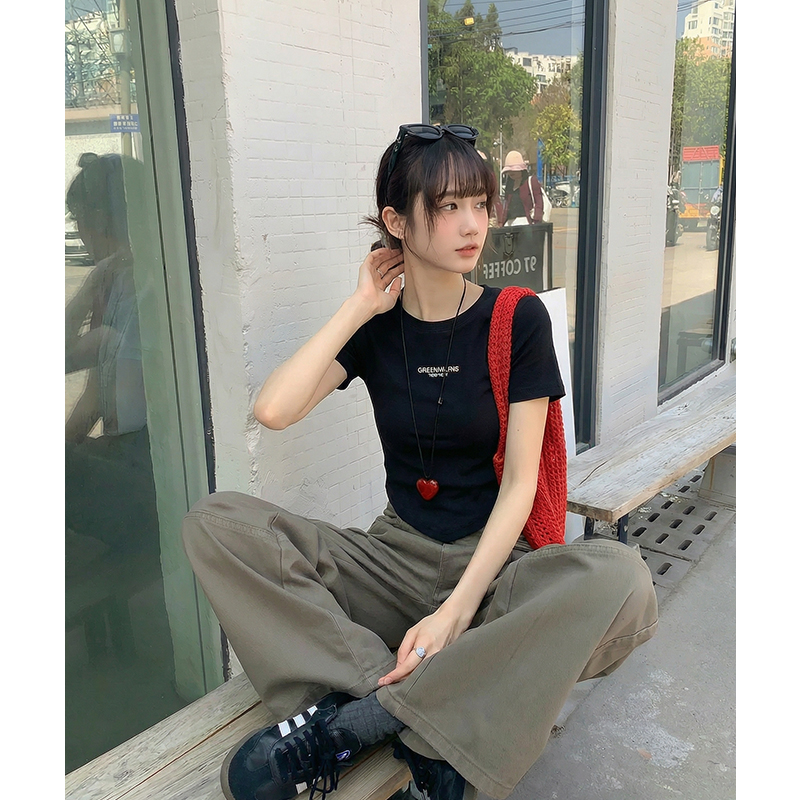 實拍實價#短袖t恤女春2026新款獨特洋氣小衫正肩半袖上衣潮