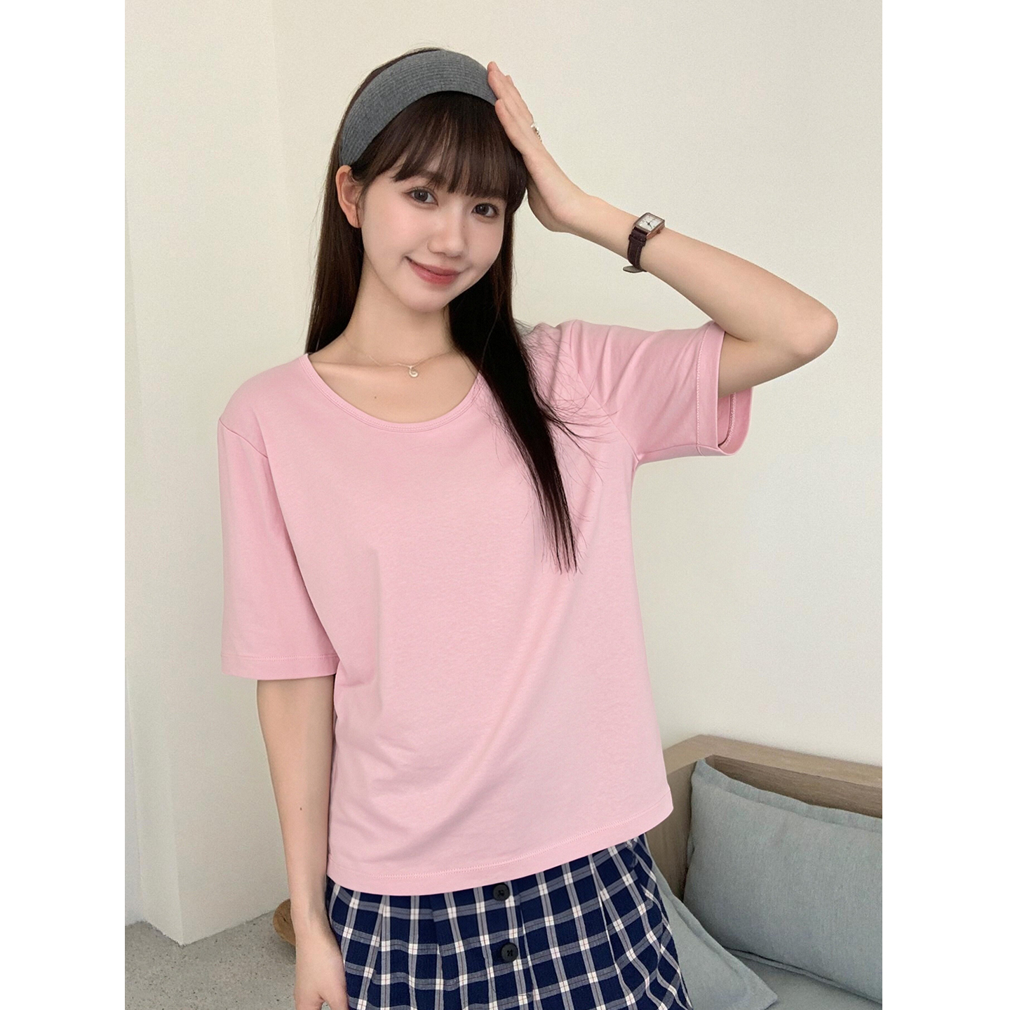實拍實價#白色v領正肩短袖t恤女2026新款夏設計感小眾體恤衫寬松