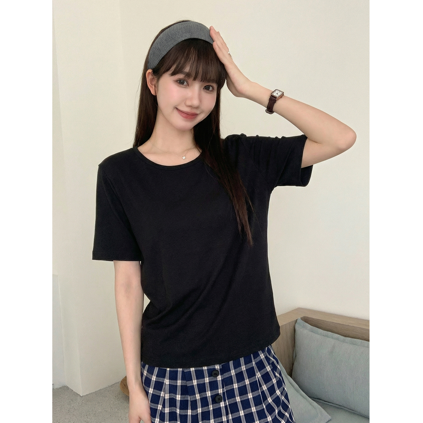 實拍實價#白色v領正肩短袖t恤女2026新款夏設計感小眾體恤衫寬松