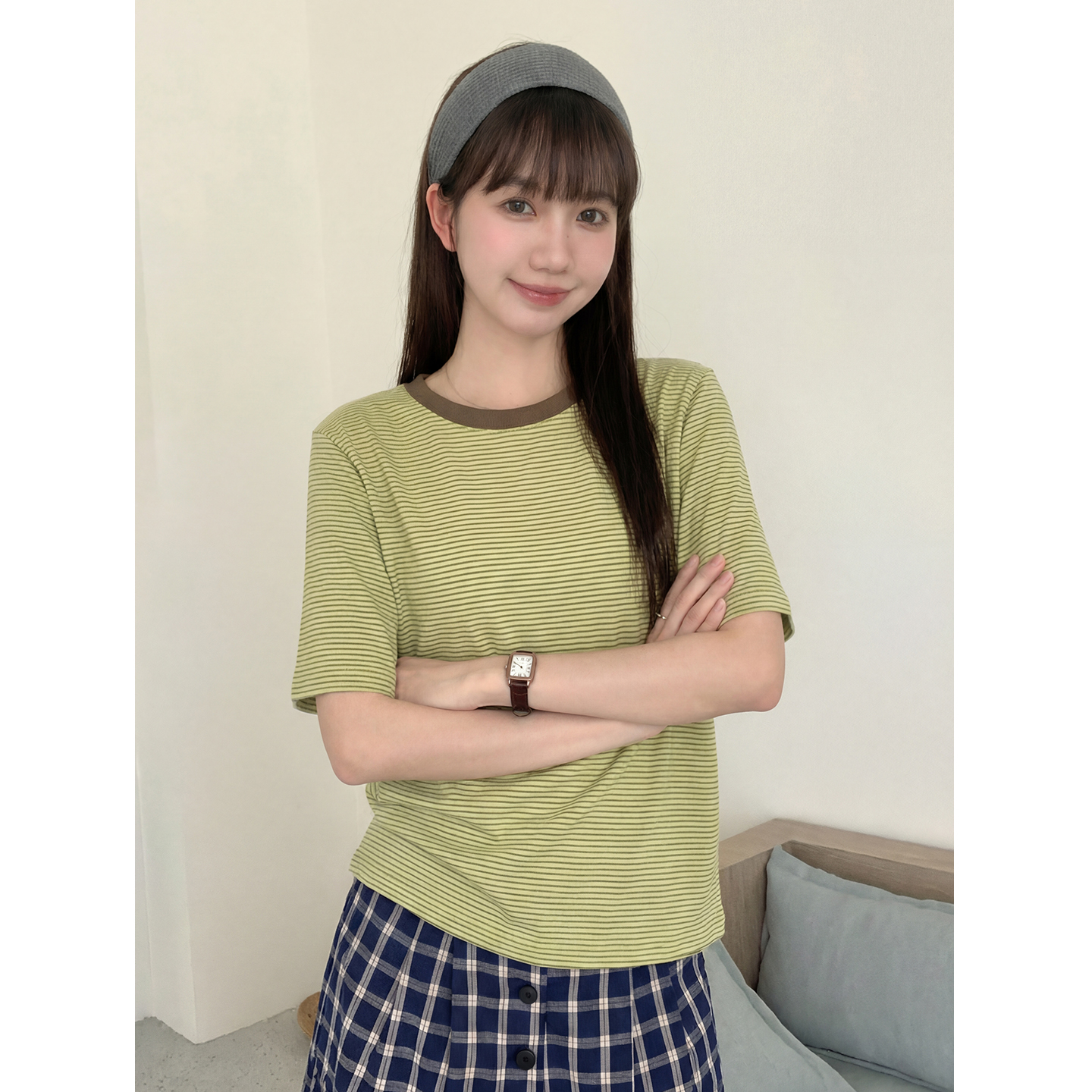 實拍實價#條紋短袖t恤女寬松ins潮夏裝2026年新款chci港味百搭
