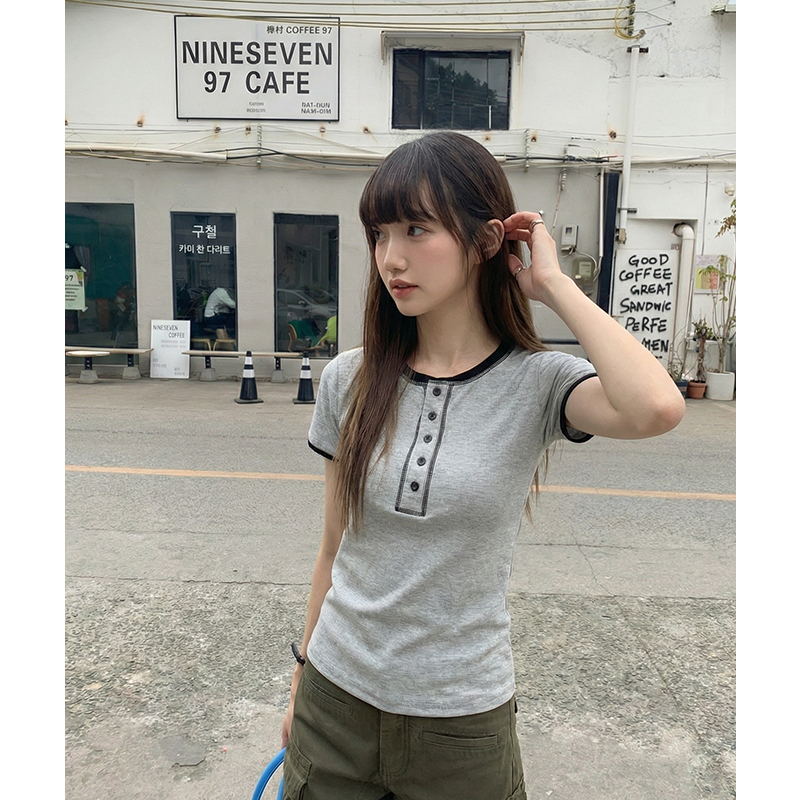 實拍實價圓領正肩短袖t恤女夏季2026新款時尚百搭修身短款上衣