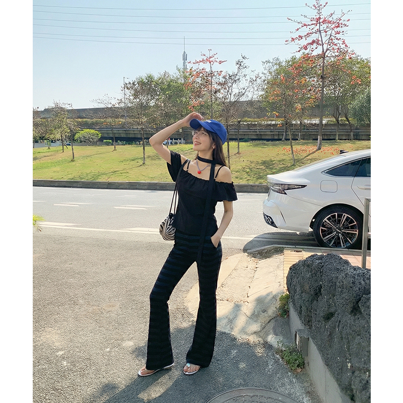 實拍實價#黑色綁帶吊帶背心女2026夏季新款辣妹修身短款無袖露肩