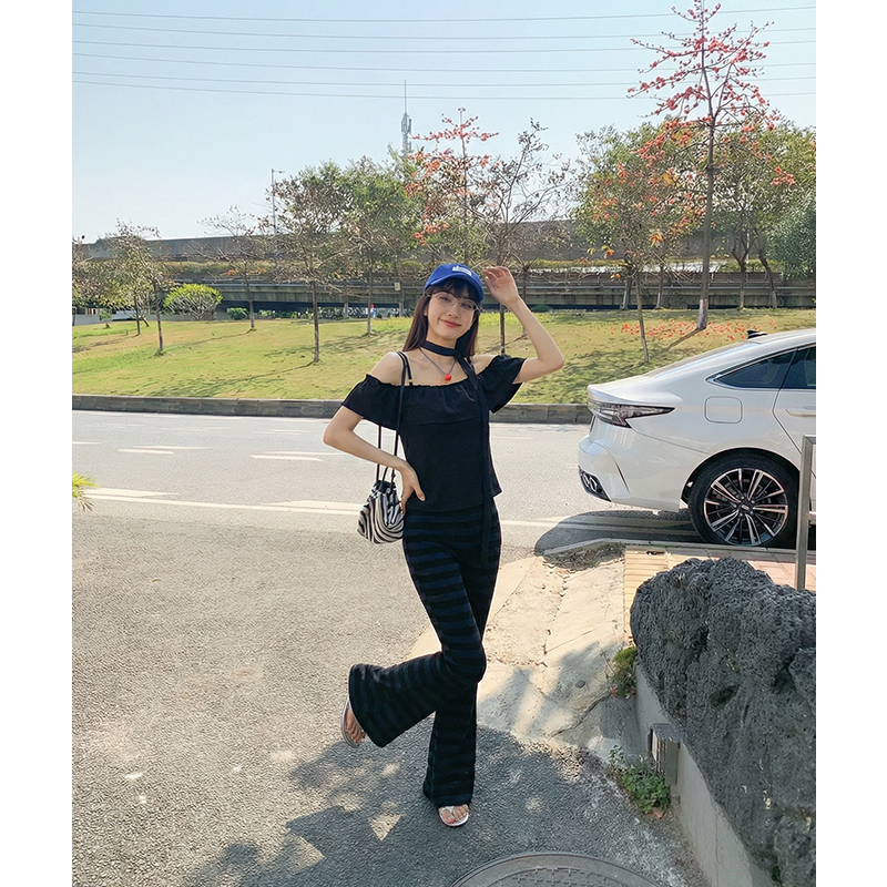 實拍實價#黑色綁帶吊帶背心女2026夏季新款辣妹修身短款無袖露肩