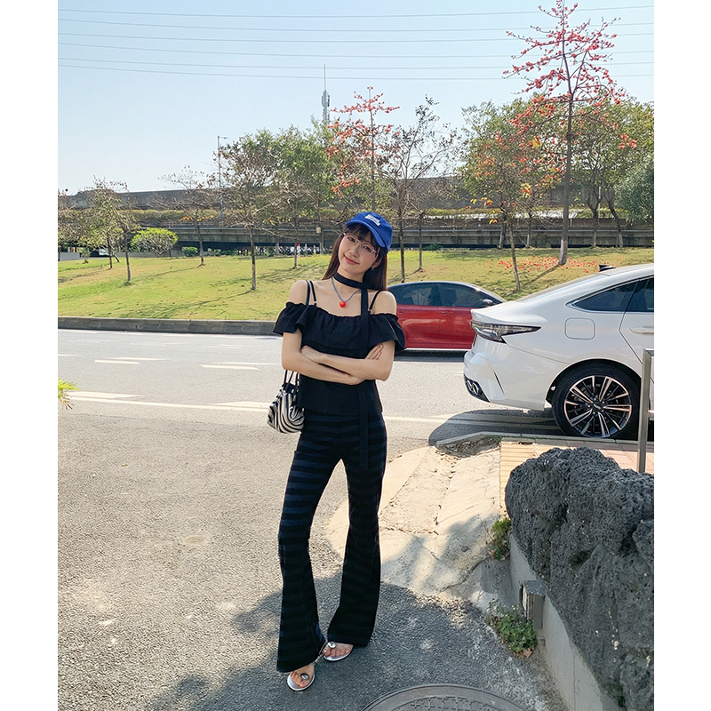 實拍實價#黑色綁帶吊帶背心女2026夏季新款辣妹修身短款無袖露肩