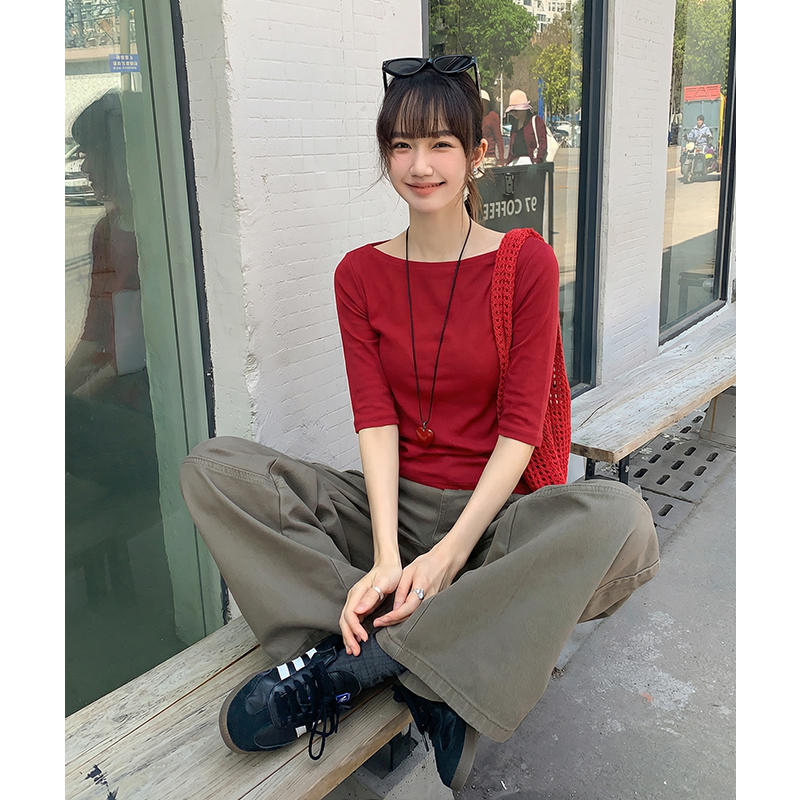 實拍實價#黑色打底衫女內搭2026新款高級感喇叭袖長袖針織衫上衣