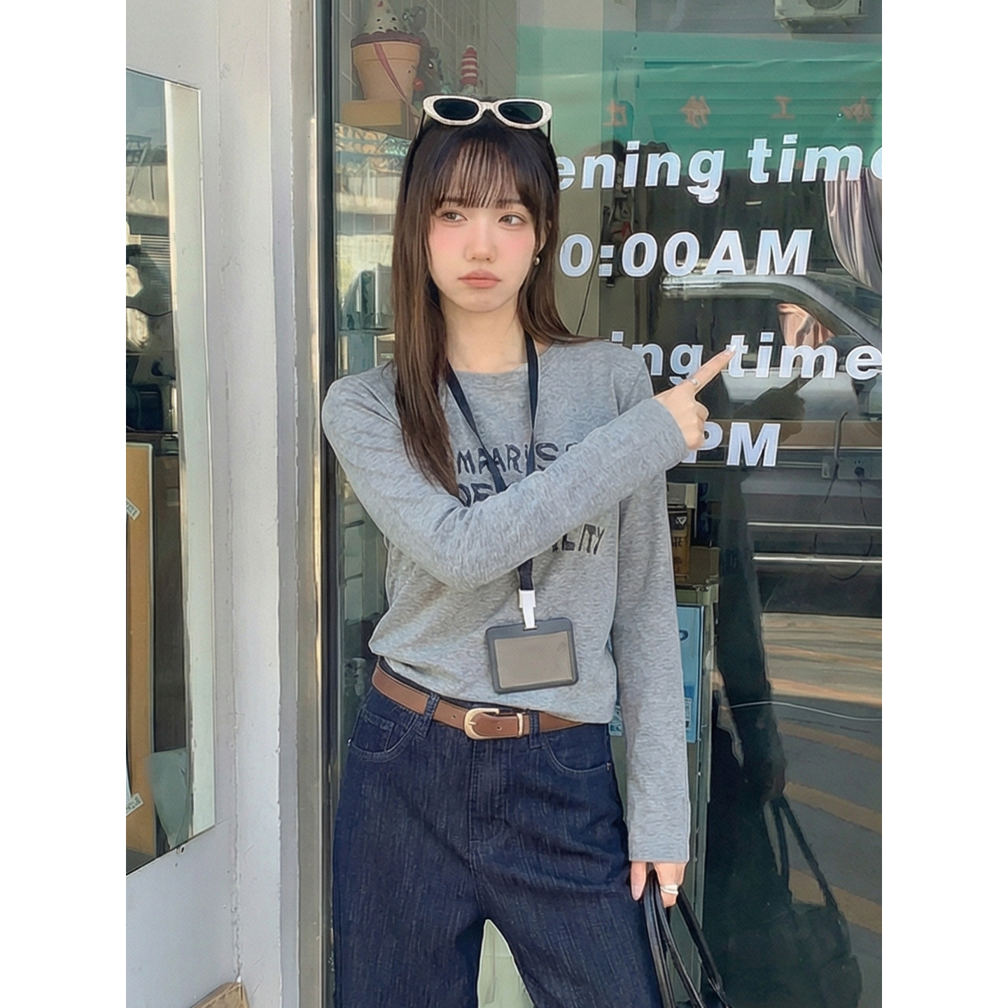 實價實拍#白色純棉內搭打底衫女秋冬新款美式復古長袖t恤短款上衣