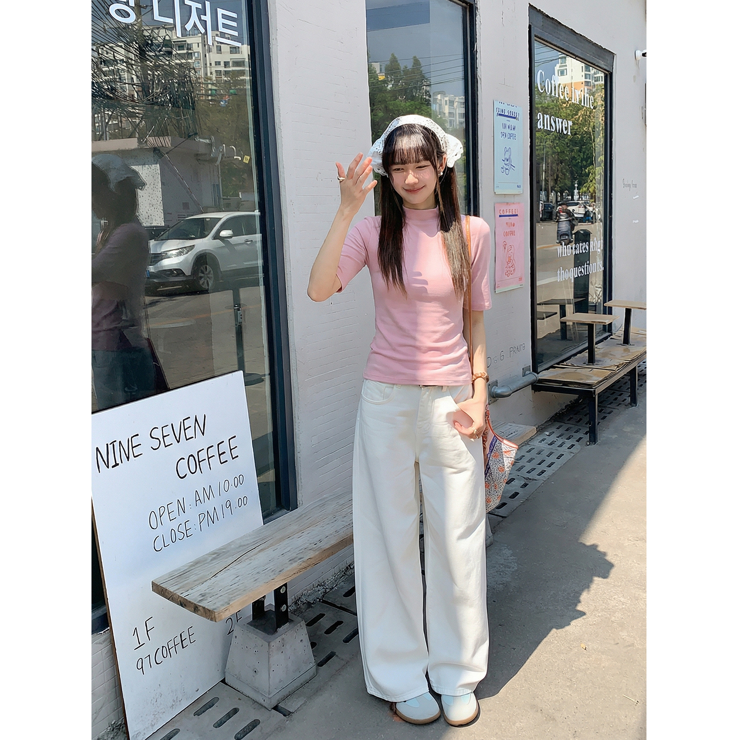 實價實拍#半高領白色短袖t恤女夏季夏2025新款修身打底衫內搭上衣
