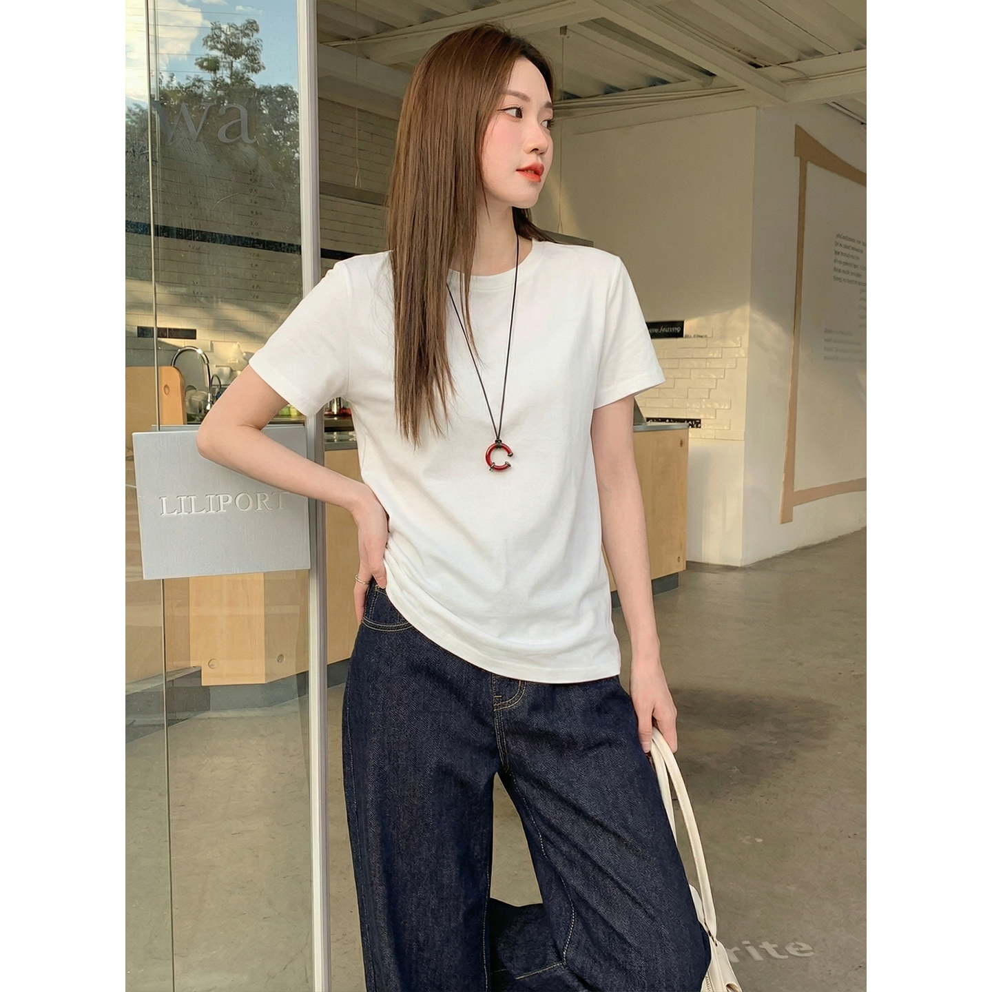 實價實拍#正肩短袖t恤女夏季2026新款純色修身百搭高級感上衣短袖