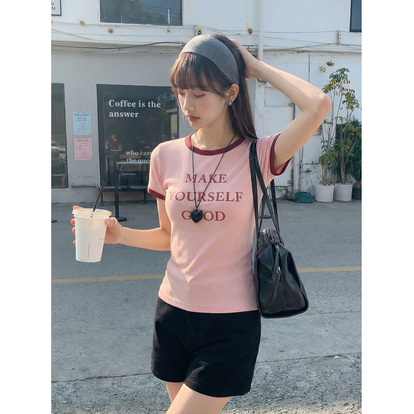 實拍實價#短袖t恤女修身夏季2026新款設計感字母印花短款上衣