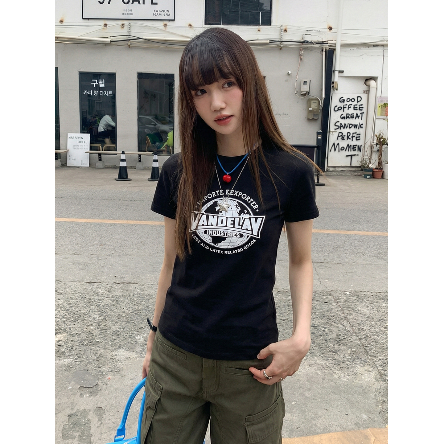 實拍實價#正肩短袖t恤女夏季2026新款潮牌蝴蝶短款上衣半袖潮