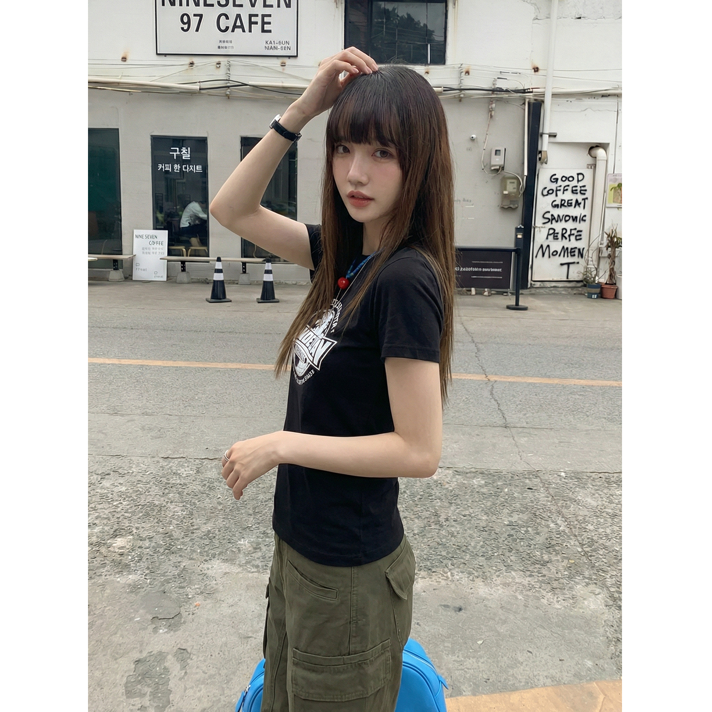 實拍實價#正肩短袖t恤女夏季2026新款潮牌蝴蝶短款上衣半袖潮