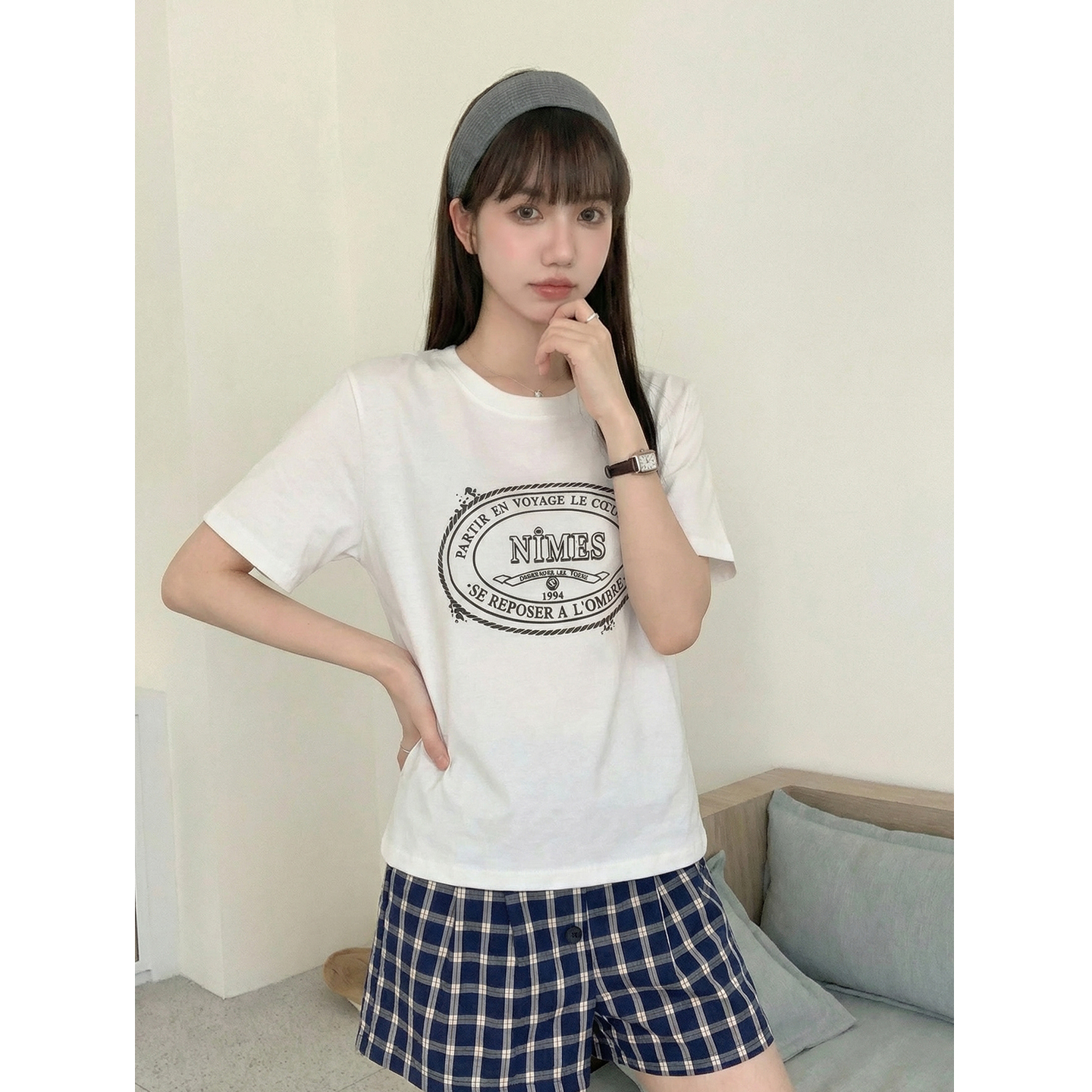 實拍實價#印花正肩短袖t恤女夏季夏設計感體恤小個子短款上衣