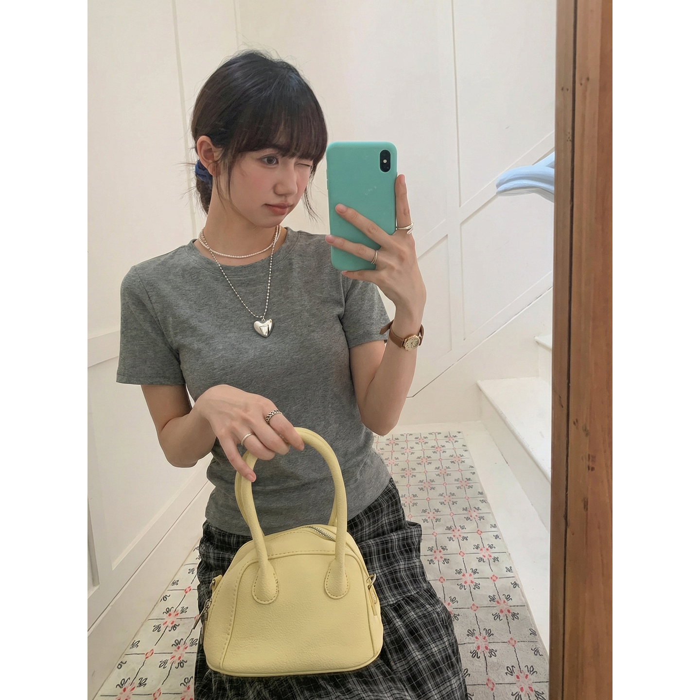 實拍實價#簡約氣質純棉短袖t恤女2026夏新款純色圓領穿搭顯瘦上衣