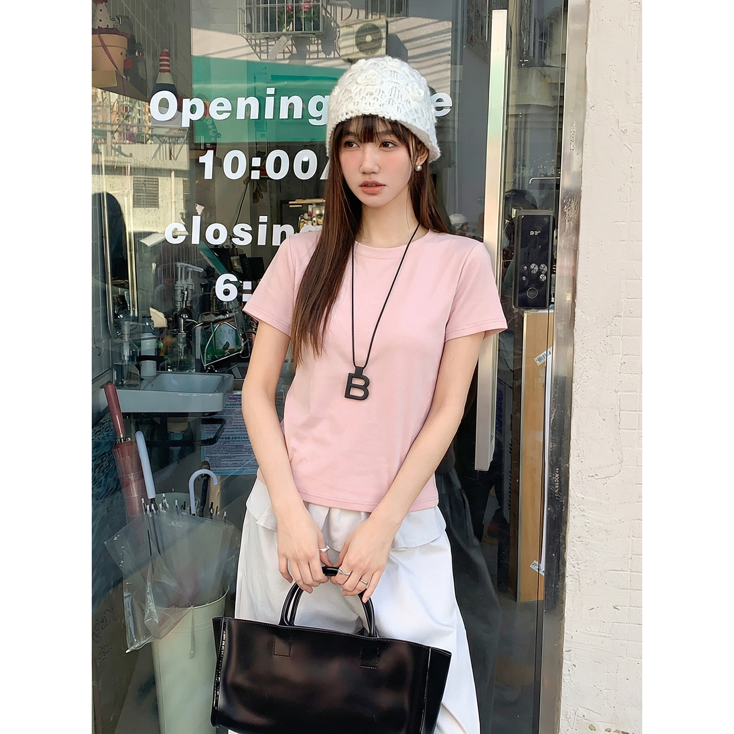 實拍實價#簡約氣質純棉短袖t恤女2026夏新款純色圓領穿搭顯瘦上衣