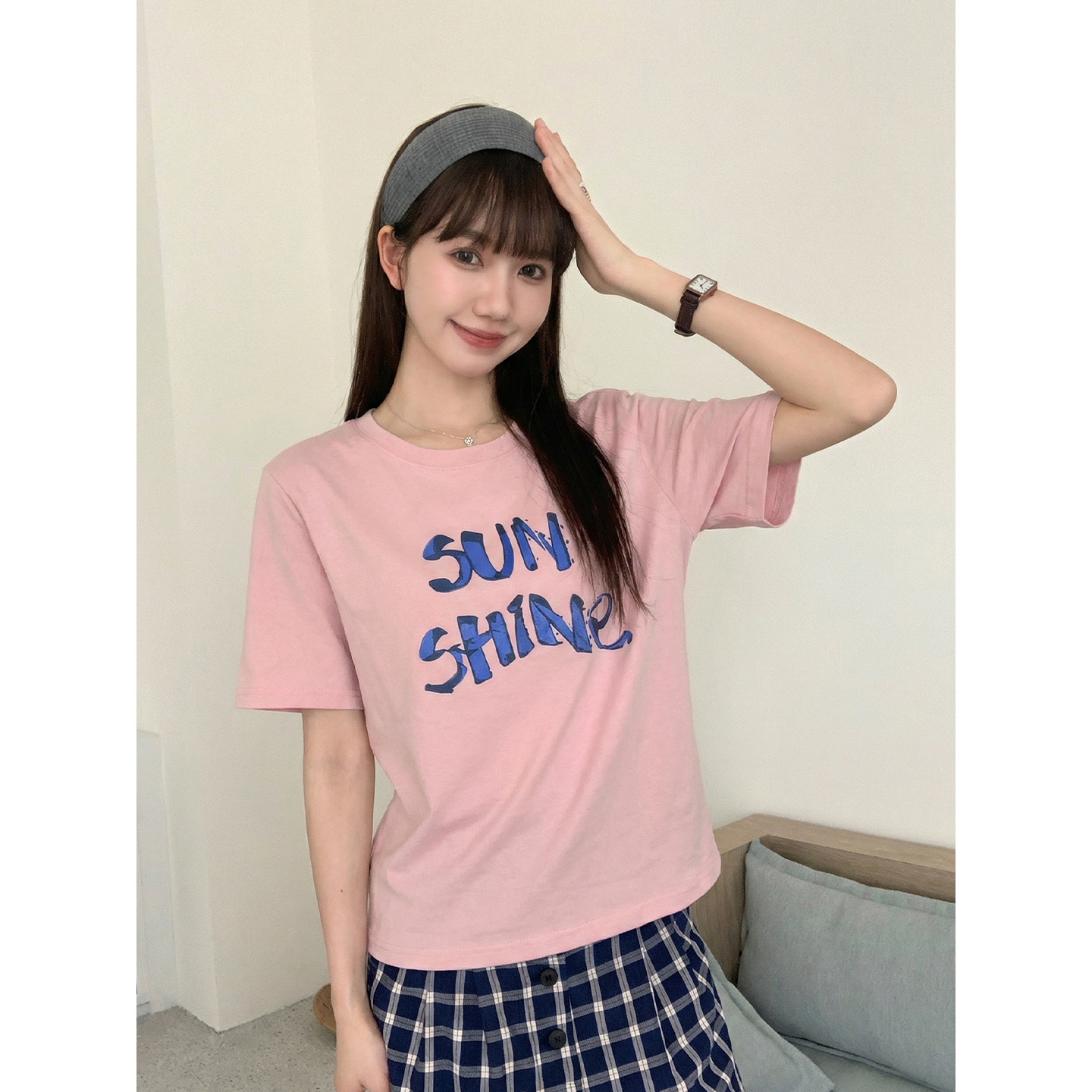 實拍實價#正肩寬松t恤短袖女字母印花夏季小眾設計感半袖上衣