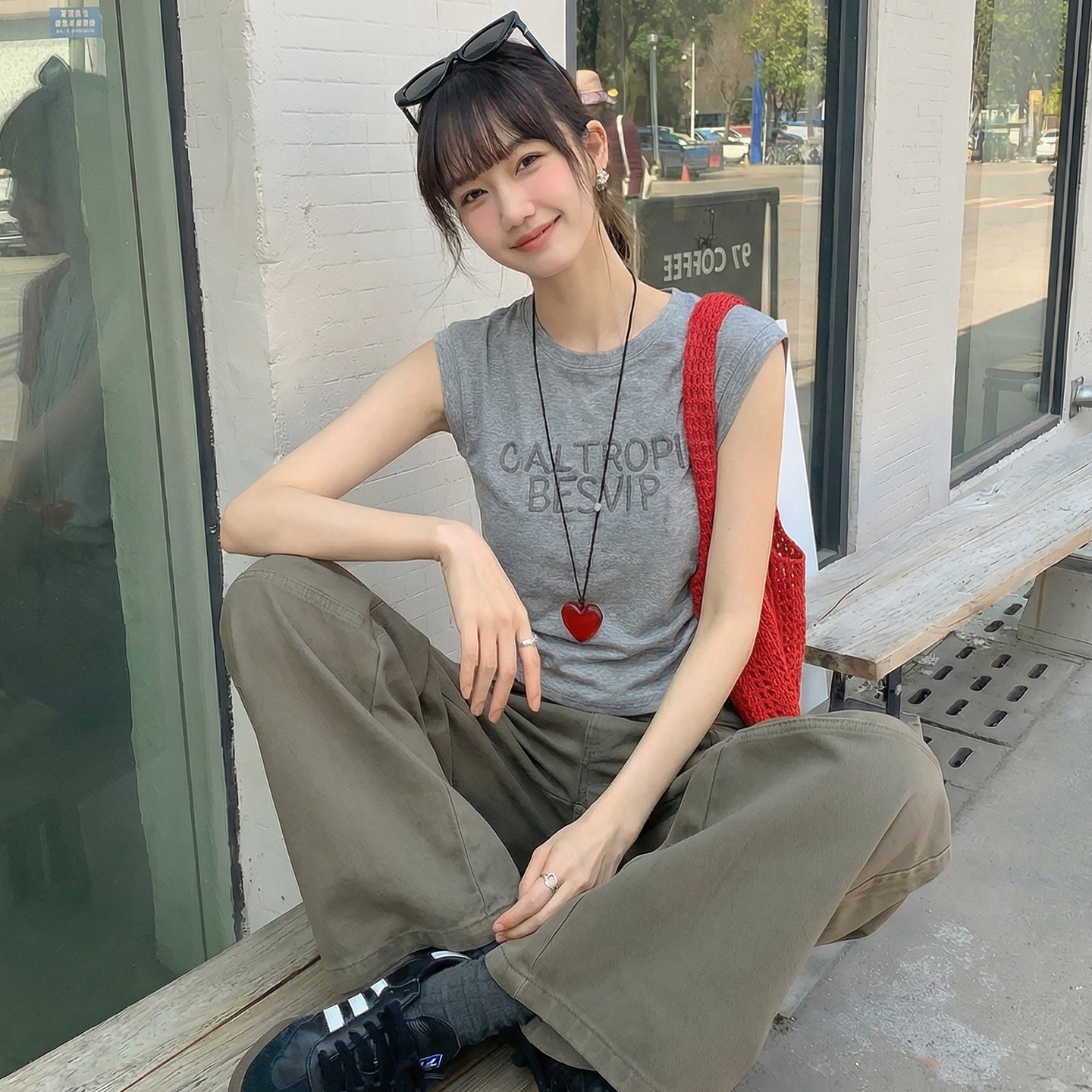 實價實拍#白色字母刺繡褶皺收腰正肩短袖t恤女夏夏季修身短款上衣