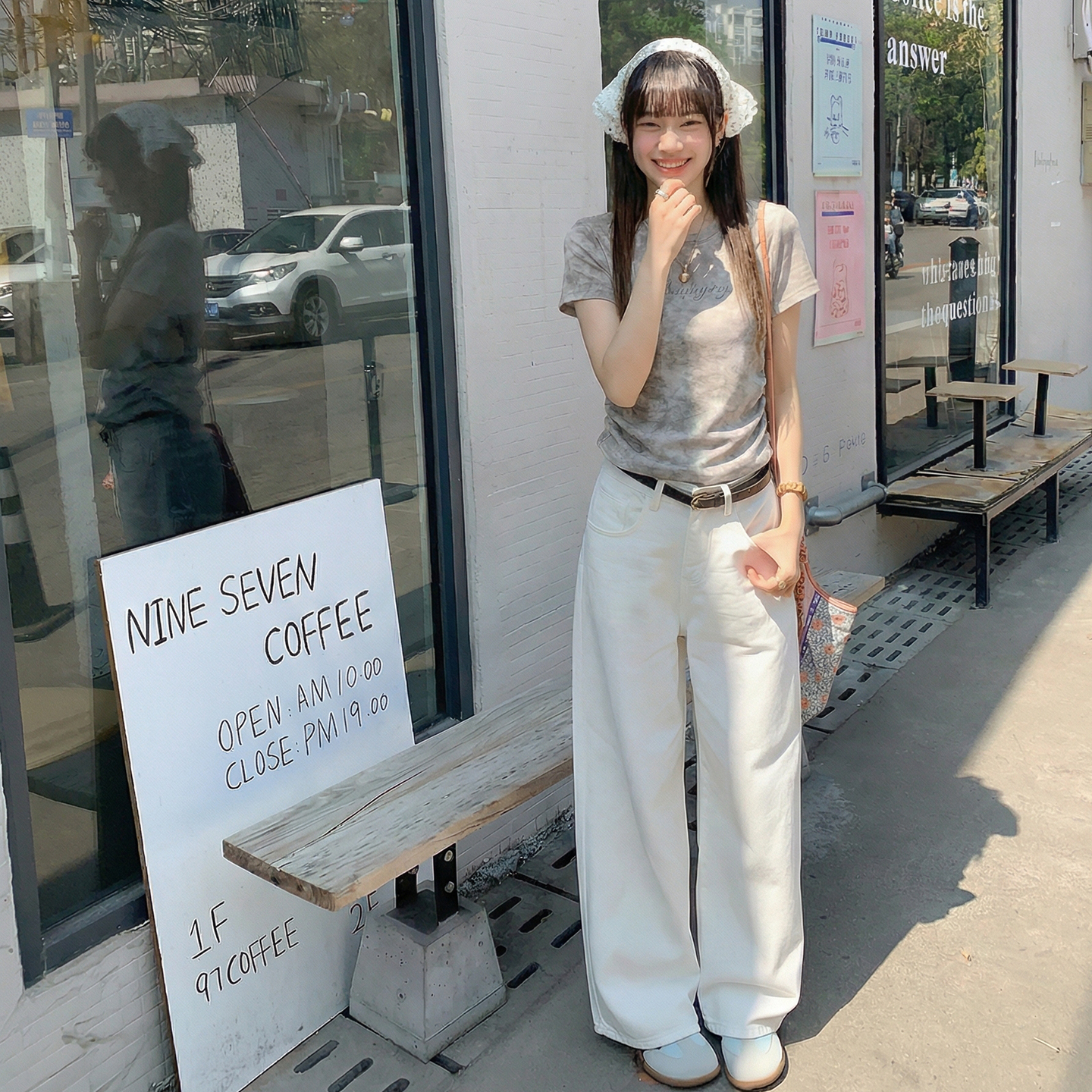 實價實拍#美式復古扎染褶皺收腰正肩短袖t恤女夏季夏顯瘦修身上衣