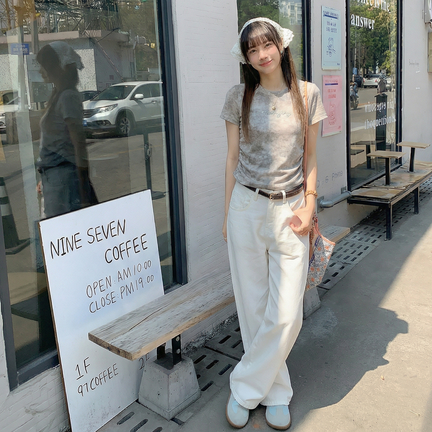 實價實拍#美式復古扎染褶皺收腰正肩短袖t恤女夏季夏顯瘦修身上衣