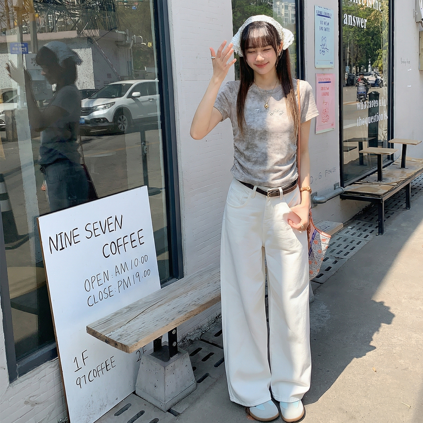 實價實拍#美式復古扎染褶皺收腰正肩短袖t恤女夏季夏顯瘦修身上衣