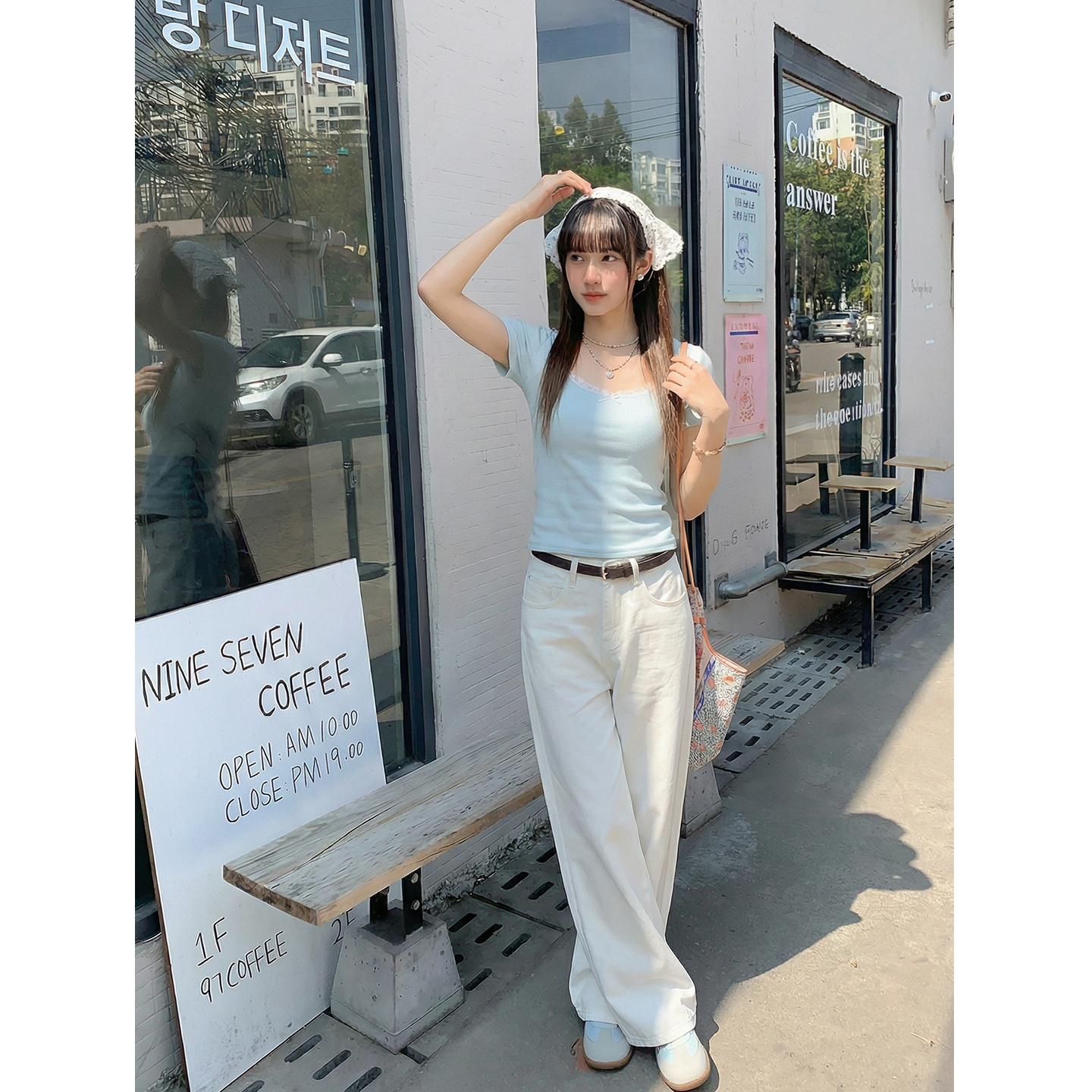 實價實拍#蕾絲蝴蝶結方領正肩短袖t恤女夏季性感辣妹體恤上衣