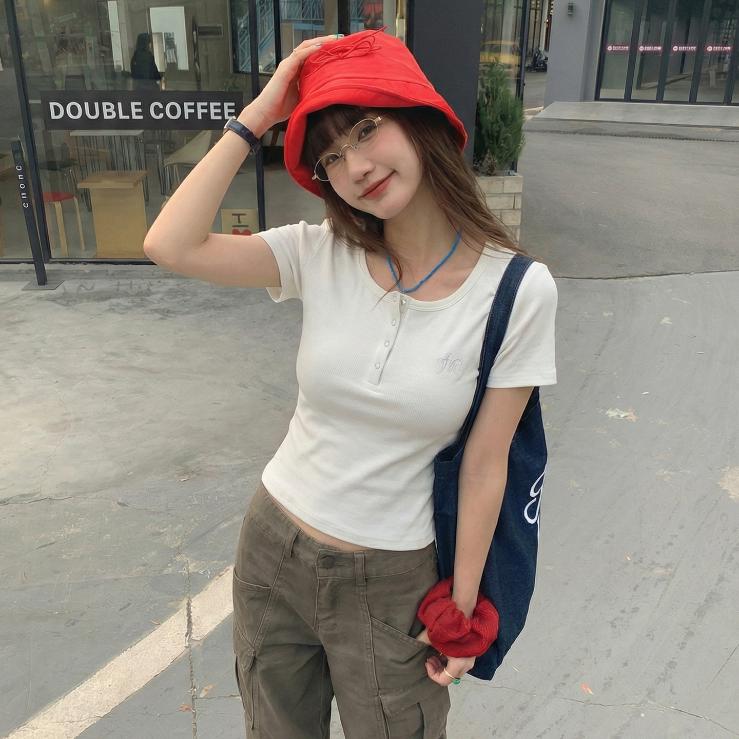 實價實拍#粉色u領純棉正肩短袖t恤女夏季小個子短款上衣2025新款