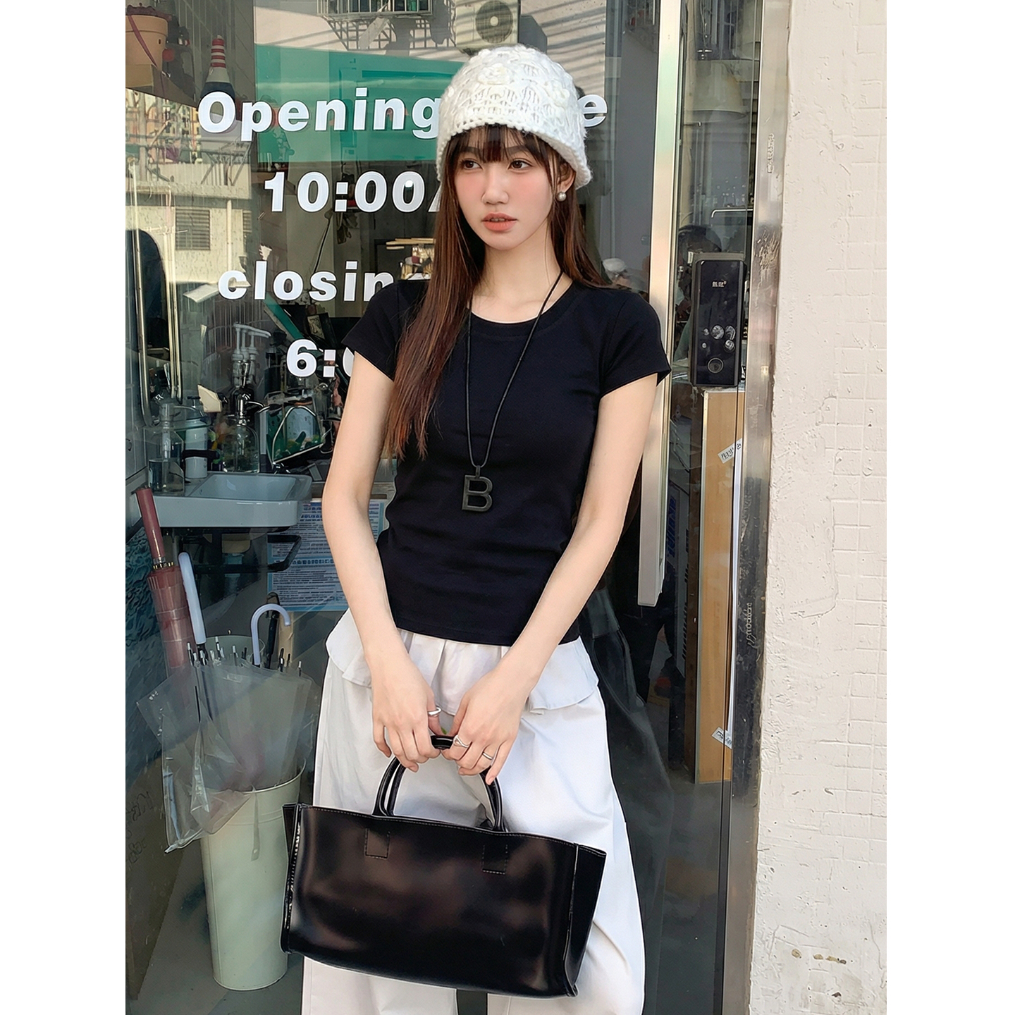 實拍實價#正肩短袖t恤女2026春季新款修身顯瘦純色緊身體恤上衣女