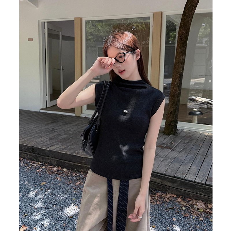 實拍實價#半高領無袖休閑百搭女上衣2026新款夏季高級感顯瘦修身