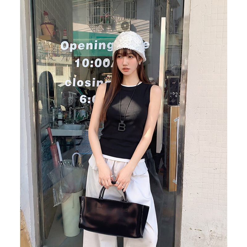 實拍實價#上衣設計感韓系2026新款獨特別致流行潮掐腰無袖背心女